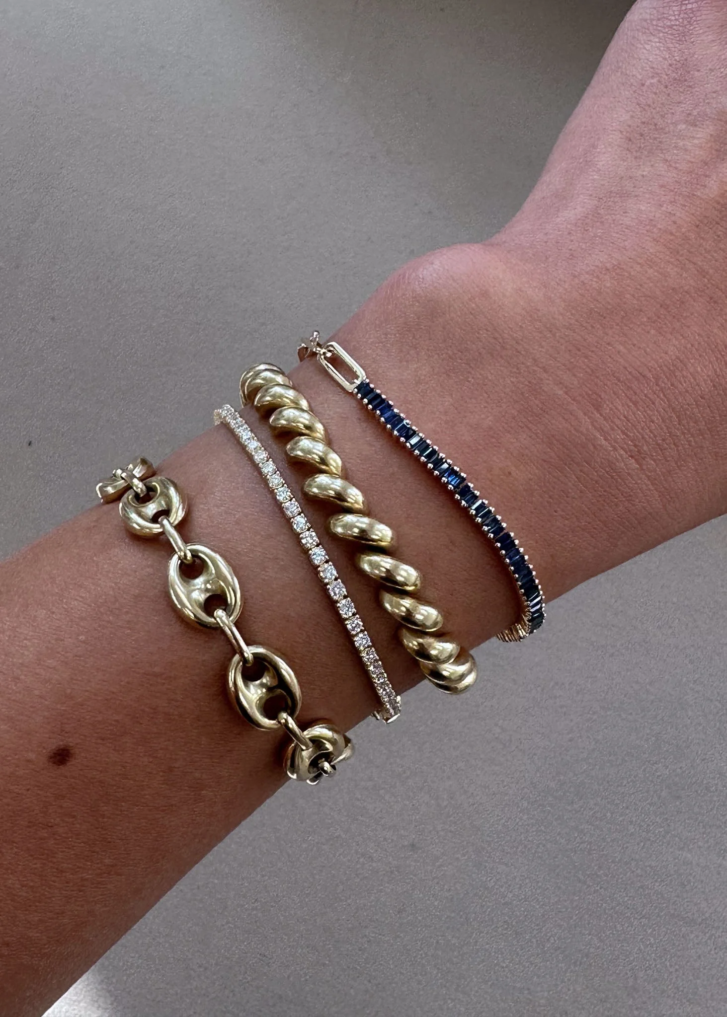 Kinn - Serena Baguette Tennis Link Bracelet Blue Sapphire - Image 10