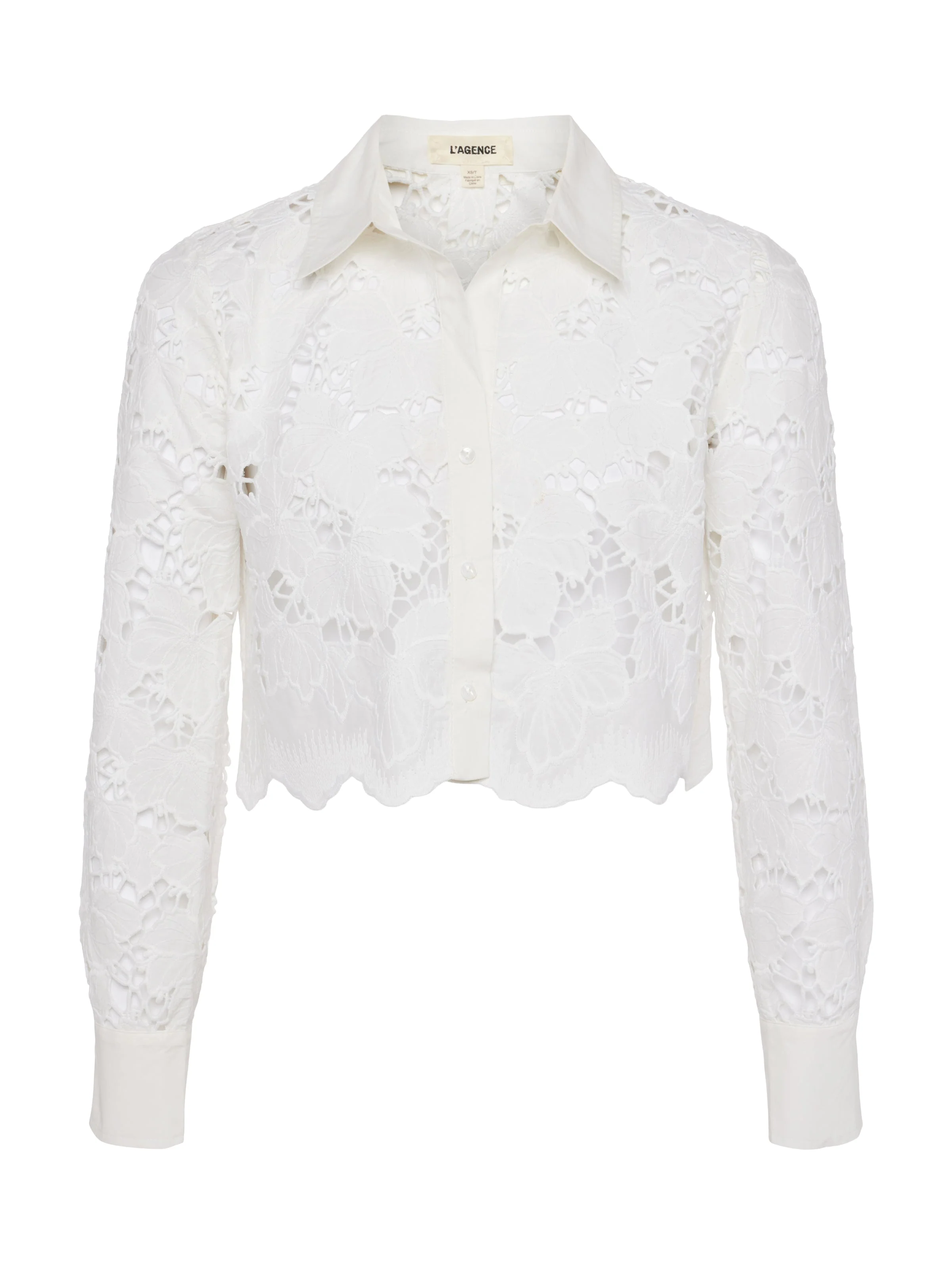 L'AGENCE - Seychelle Cropped Eyelet Blouse - Image 6