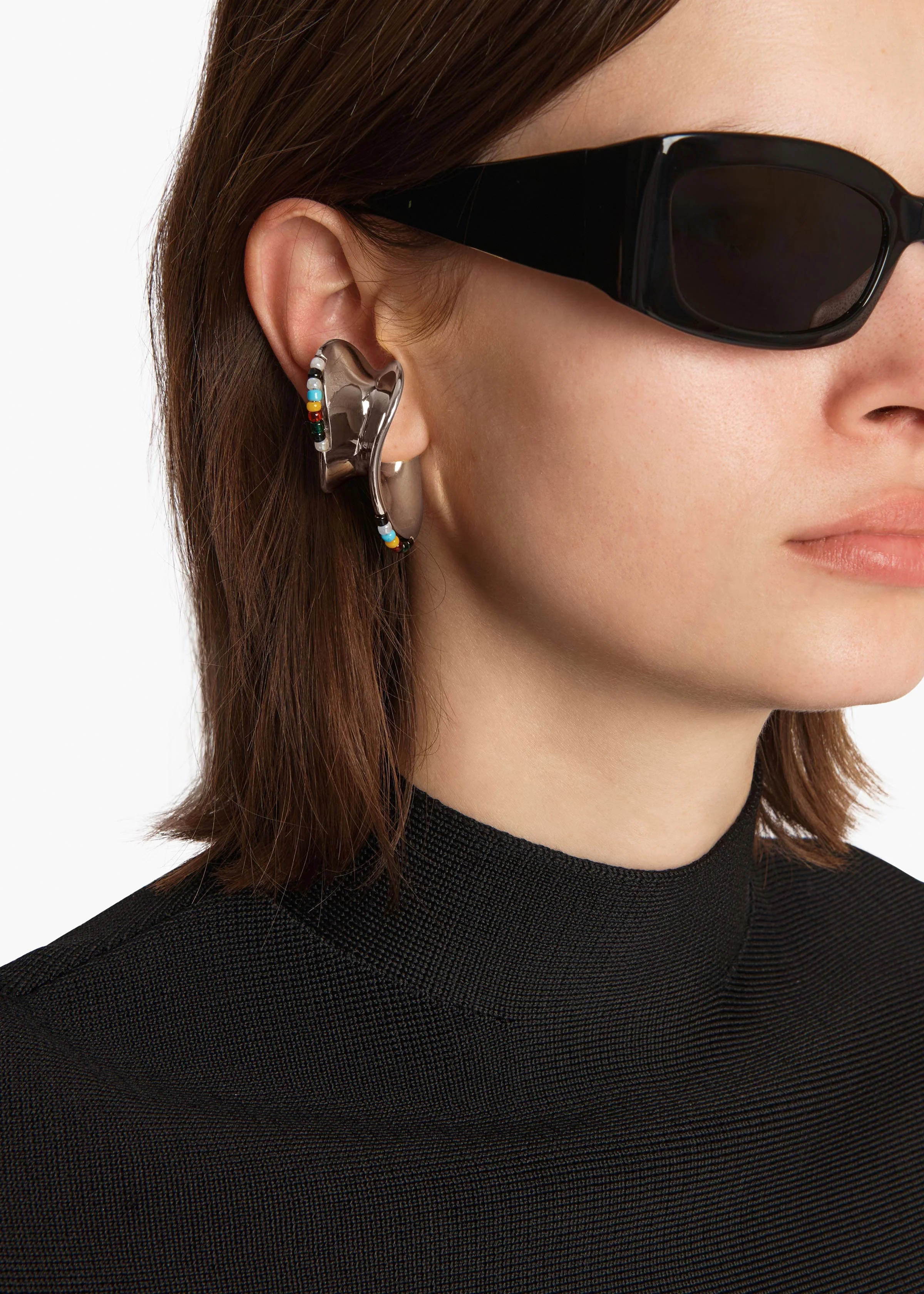 Khaite - Shadow Right Ear Cuff with Beads in Silver - Image 3