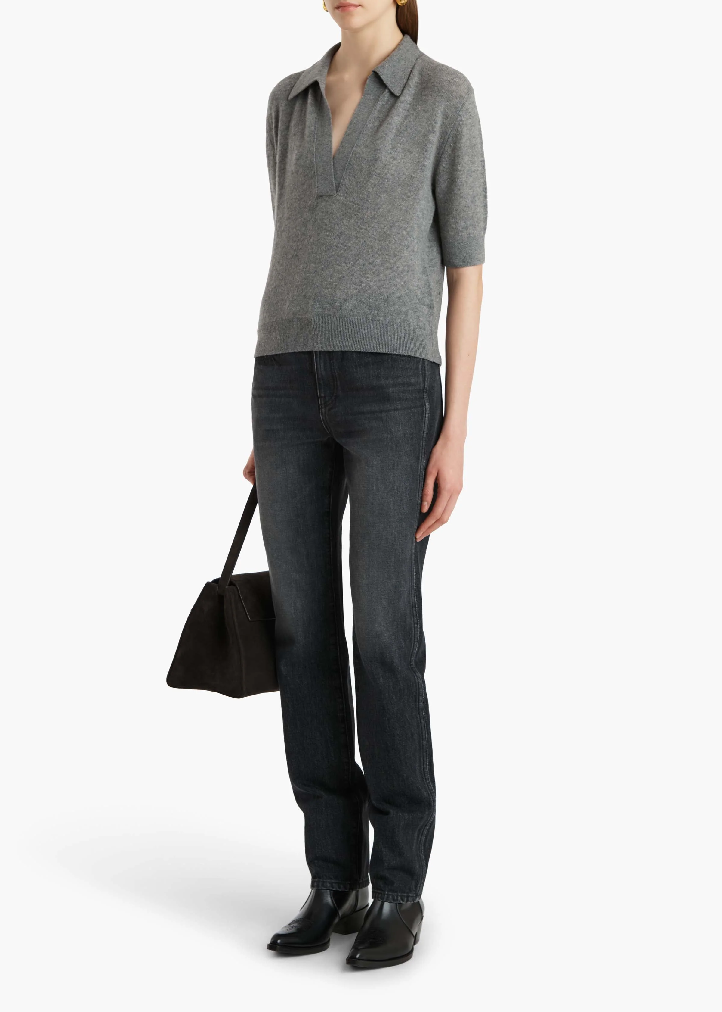 Khaite - Shrunken Jo Sweater in Warm Grey - Image 9