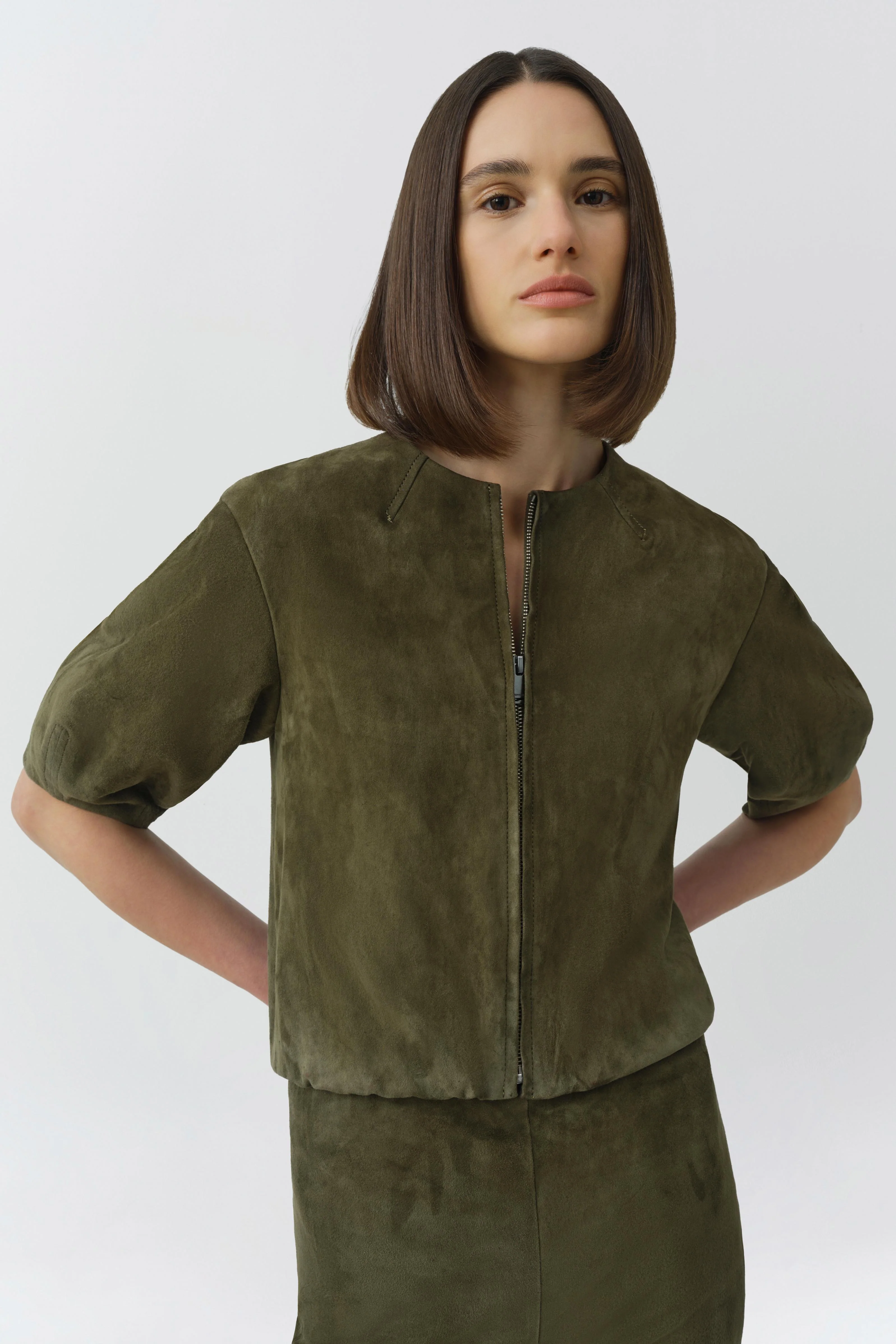 Simkhai - Austyn Short Sleeve Suede Jacket - Image 3