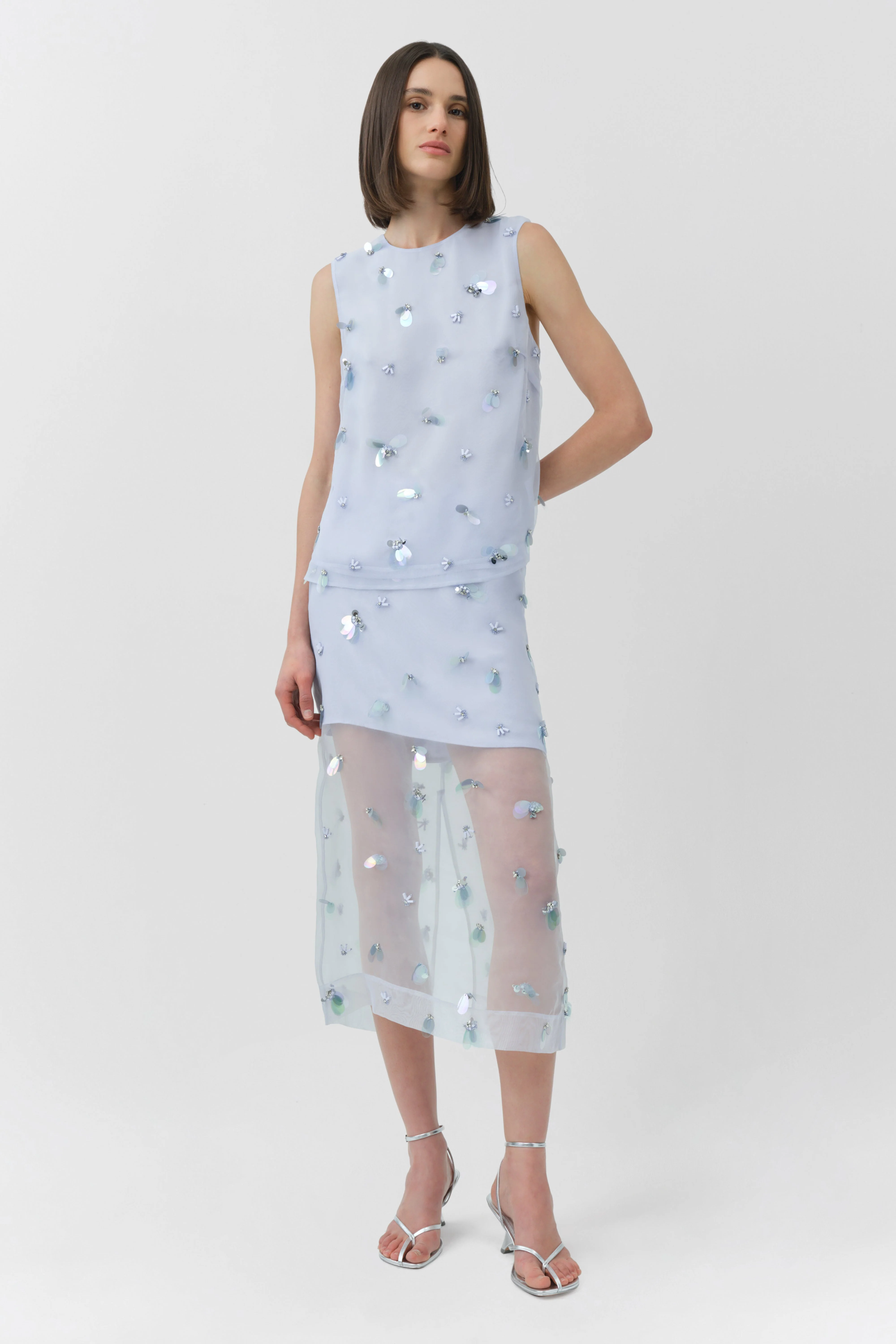 Simkhai - Delilah Embellished Organza Midi Skirt - Image 2
