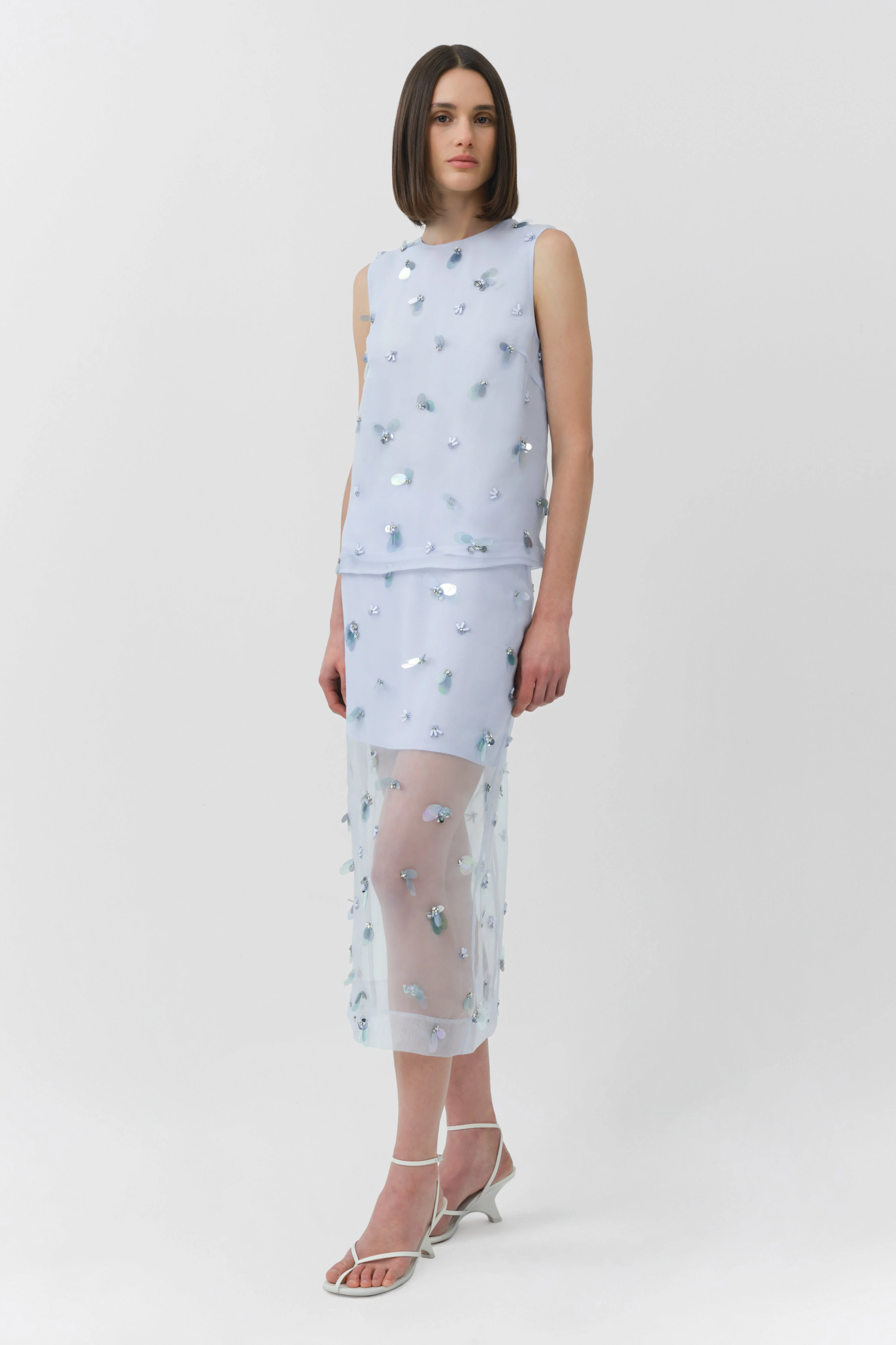 Simkhai - Delilah Embellished Organza Midi Skirt - Image 3