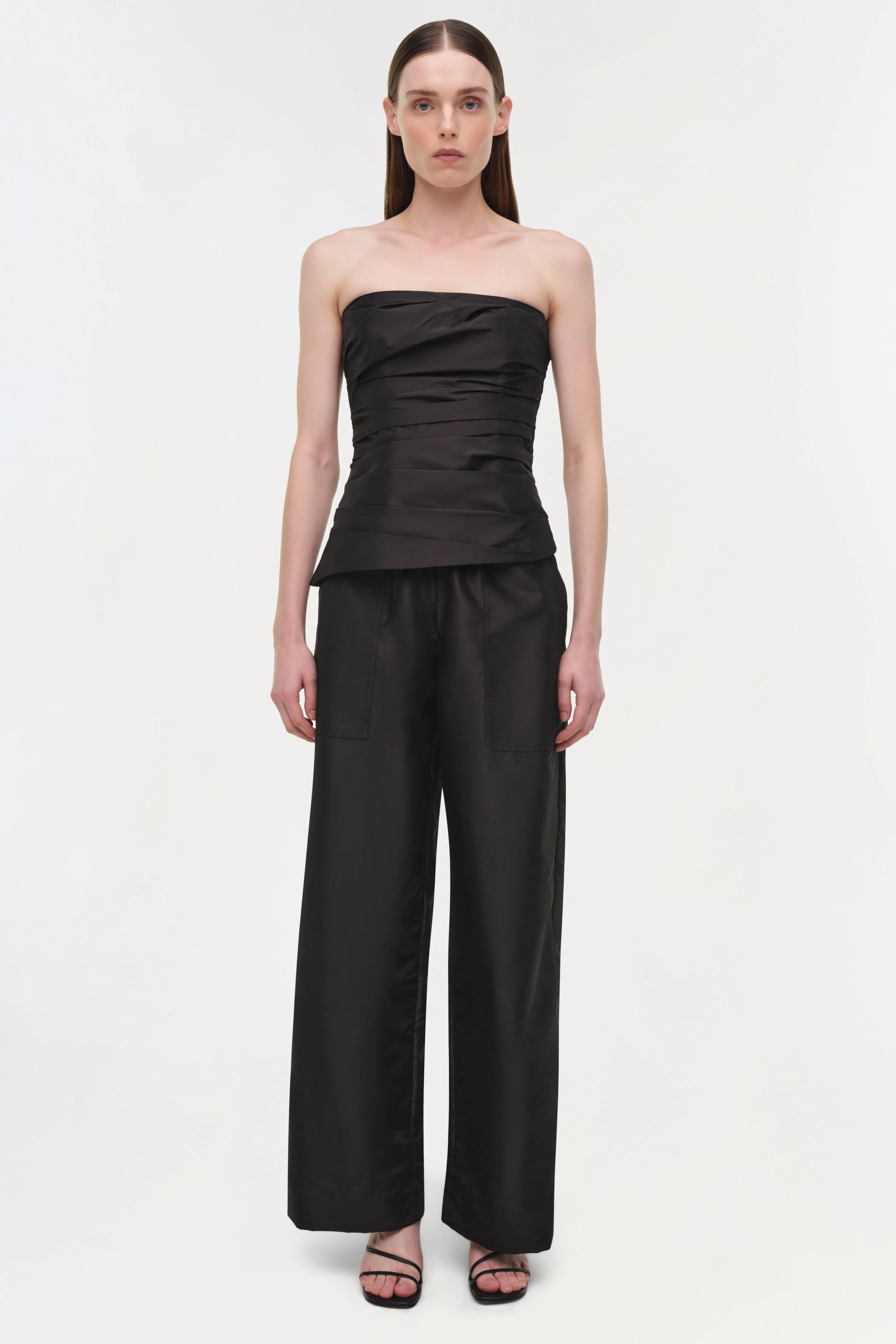 Simkhai - Emerson Ruched Taffeta Bustier Top - Image 6