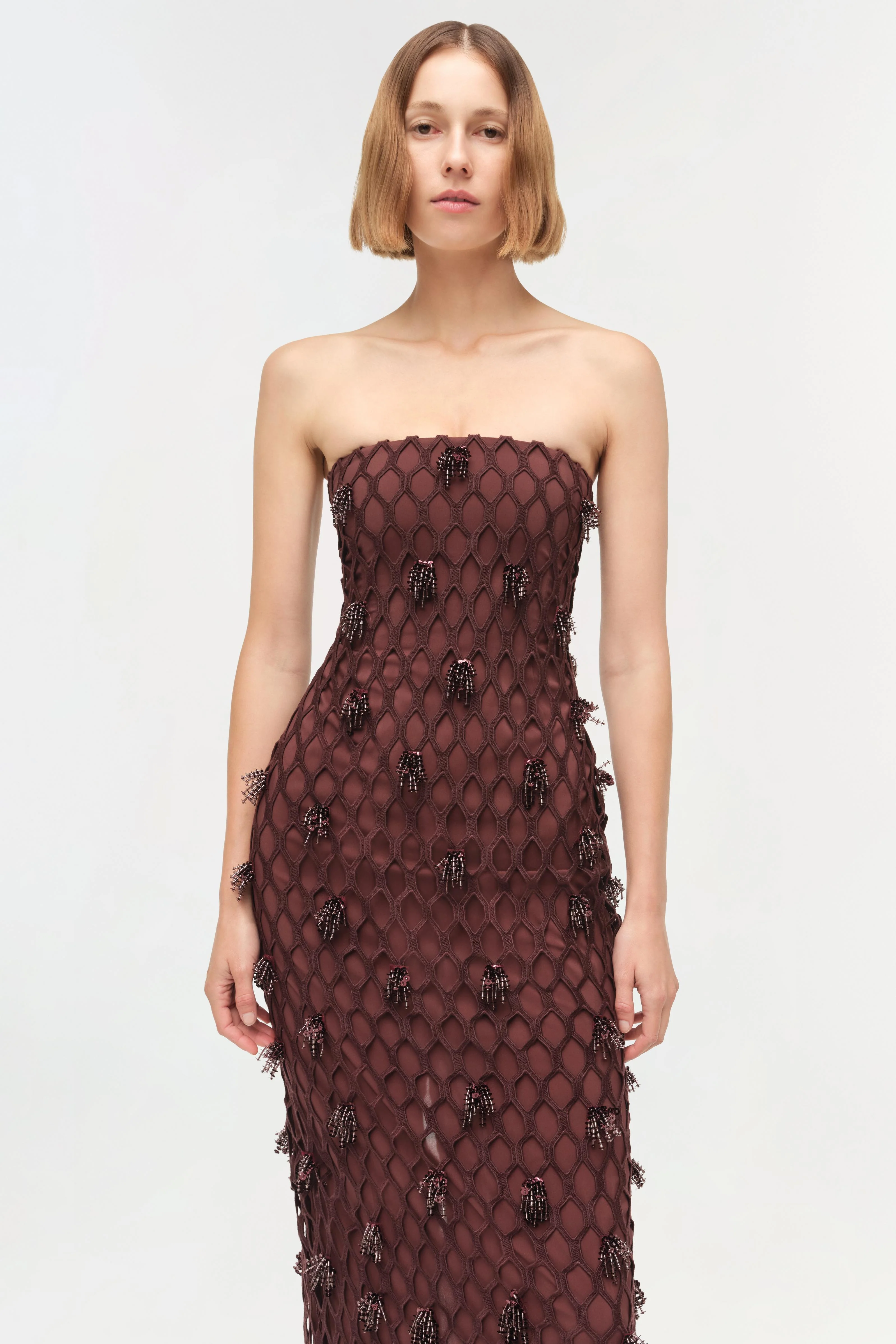 Simkhai - Iridessa Embellished Lattice Bustier Gown - Image 4