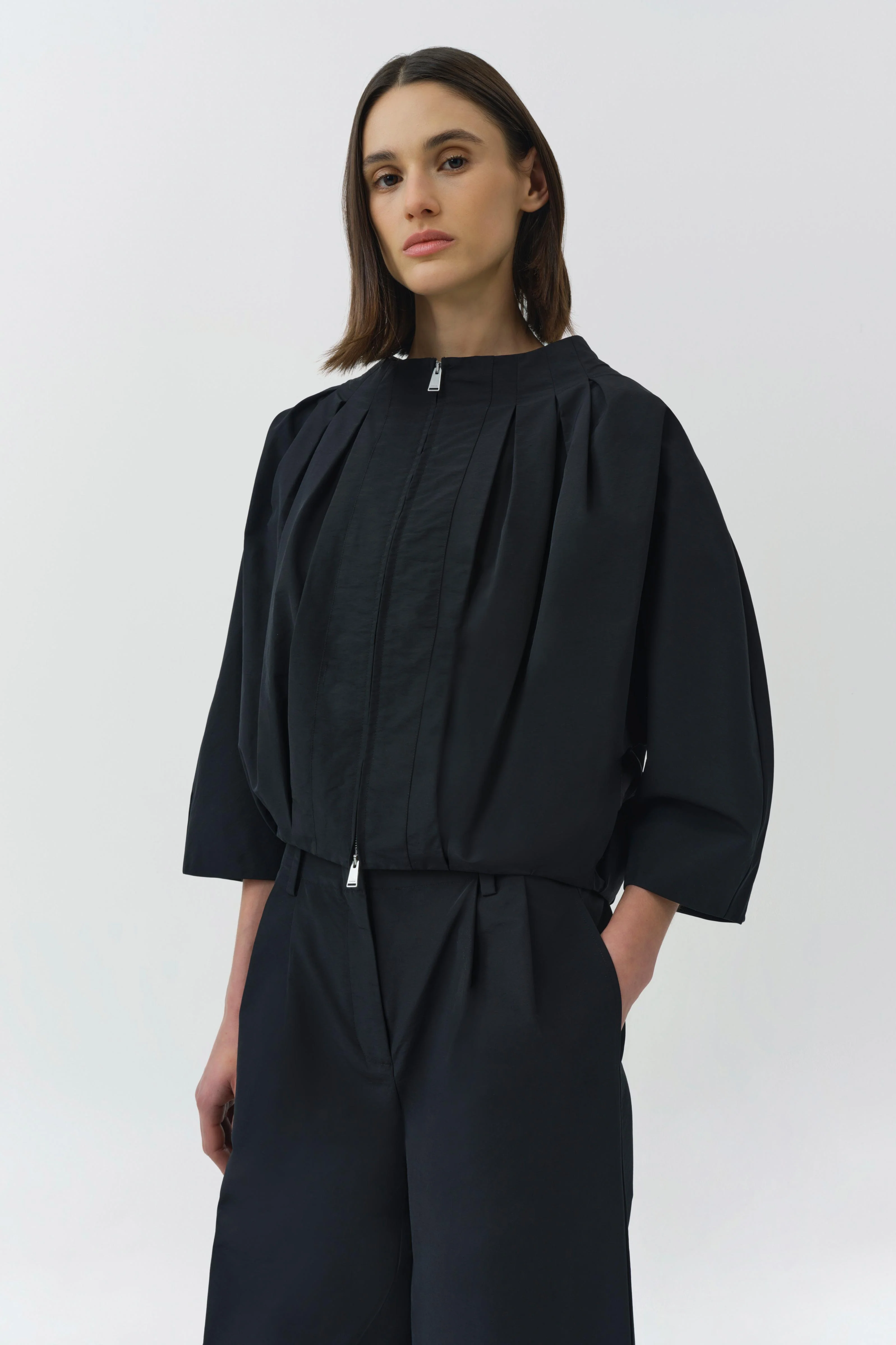 Simkhai - Jess Pleated Cotton Faille Jacket - Image 3
