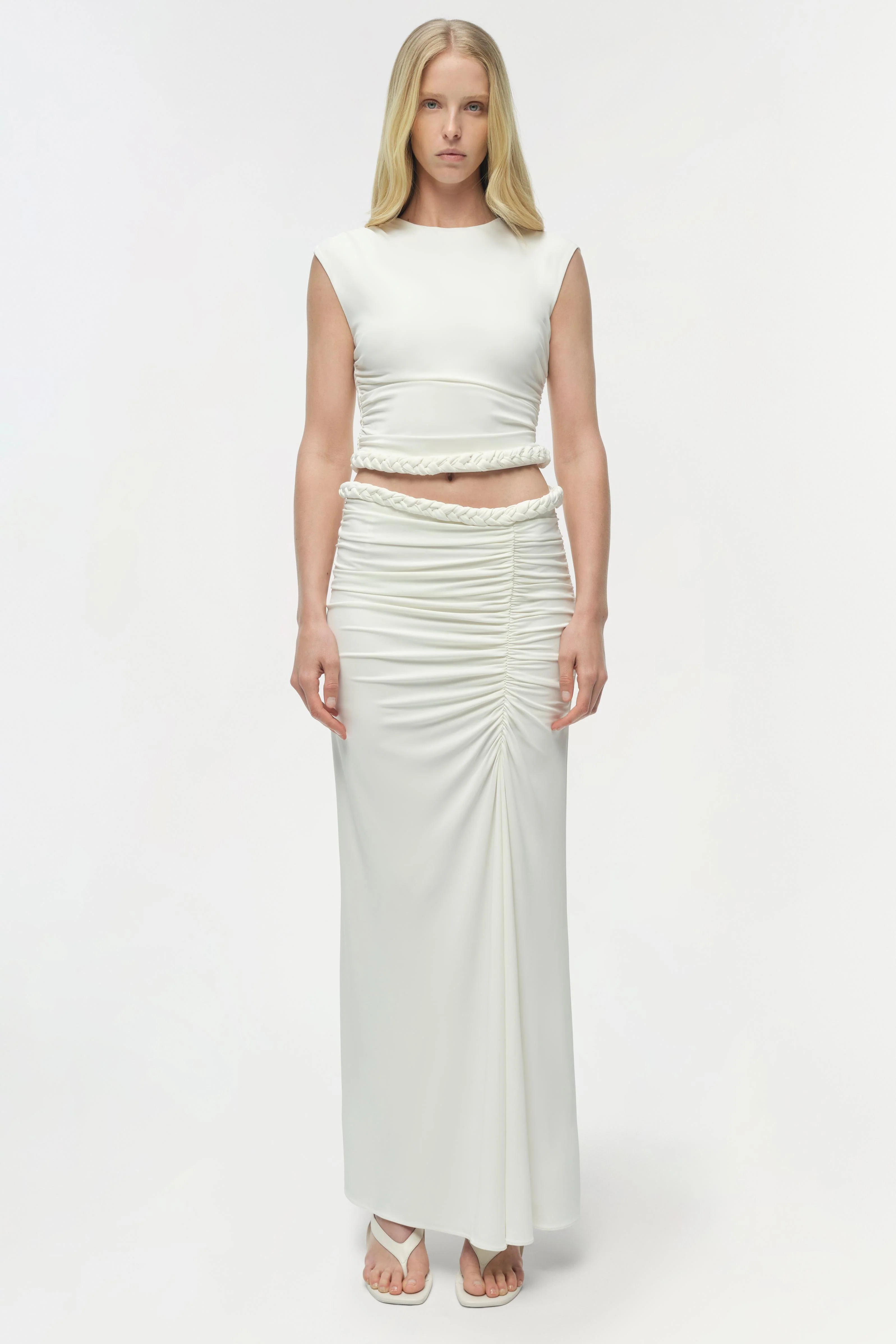Simkhai - Juna Draped Jersey Midi Skirt - Image 8