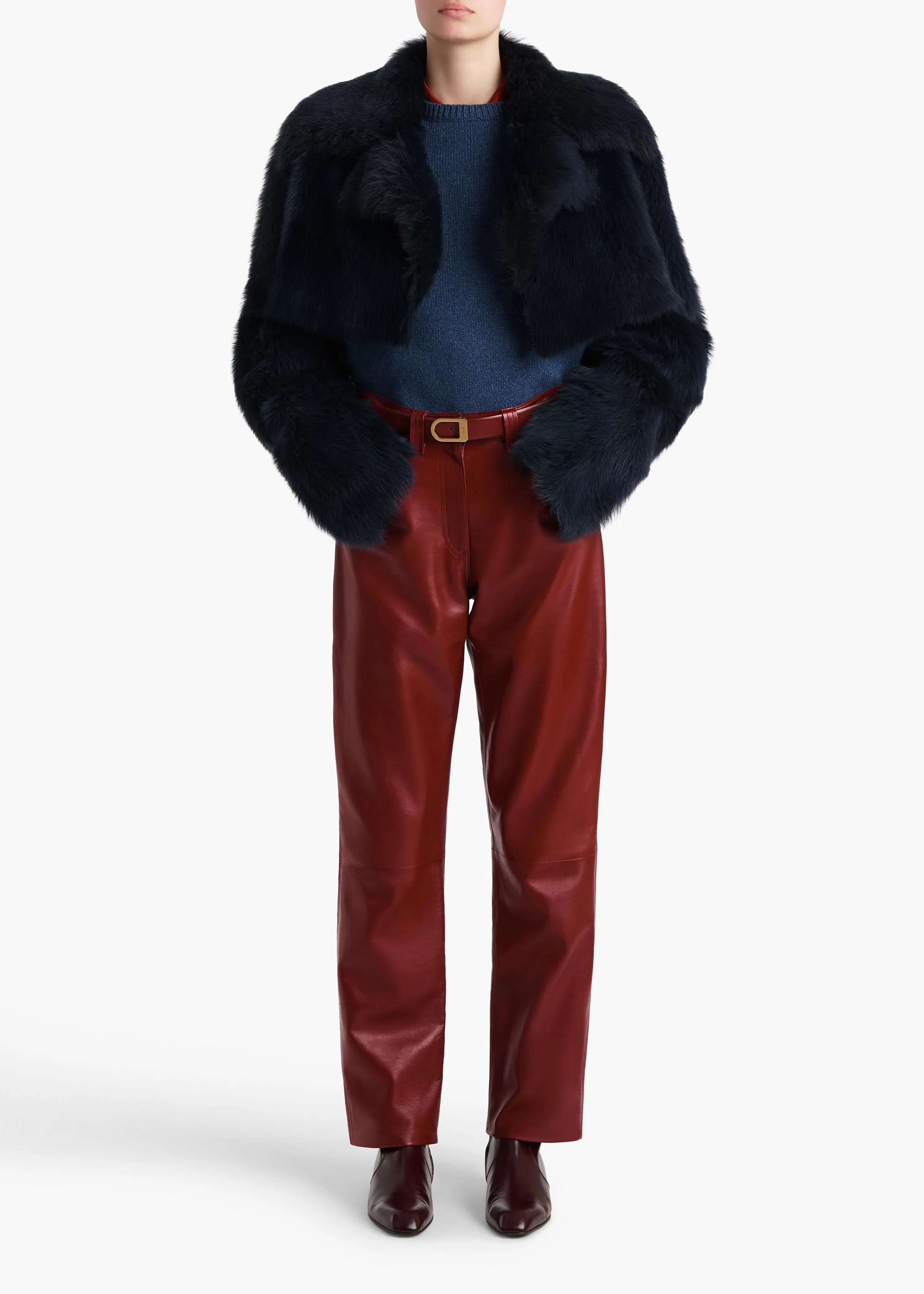 Khaite - Stallone Shearling Jacket in Dark Navy - Image 2