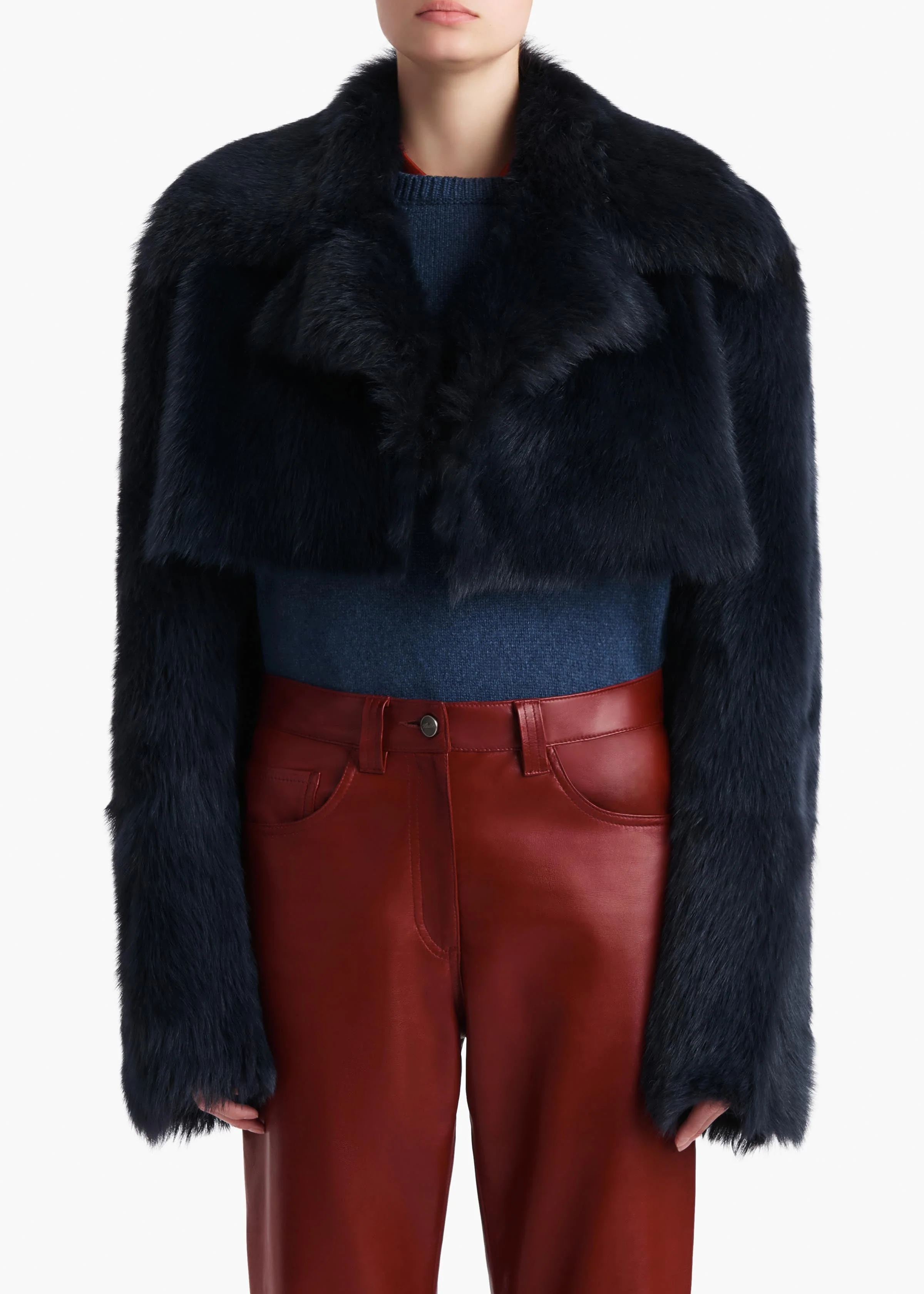 Khaite - Stallone Shearling Jacket in Dark Navy - Image 3