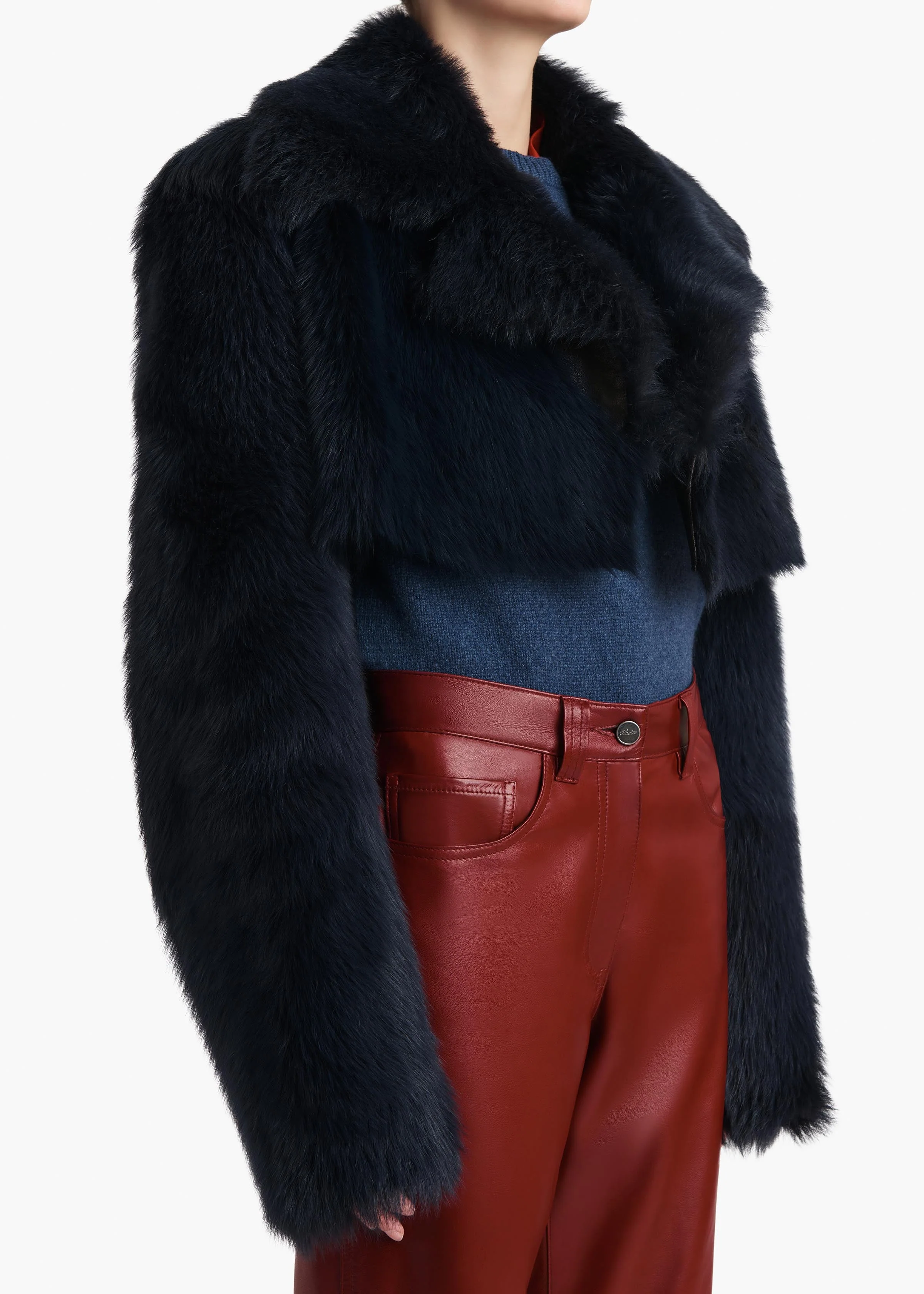 Khaite - Stallone Shearling Jacket in Dark Navy - Image 5