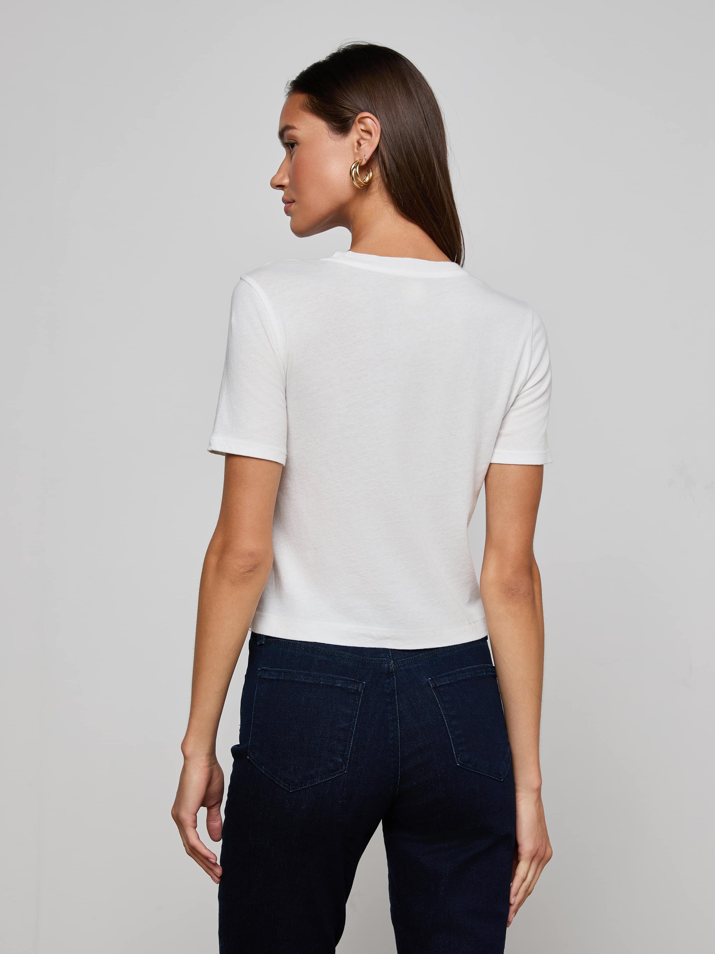 L'AGENCE - Stormy Cropped Cotton Tee - Image 10