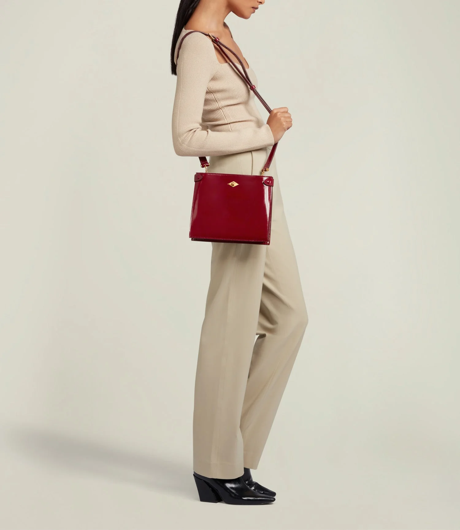 Metier - Stowaway Crossbody Glossy Calfskin Classic Red - Image 4