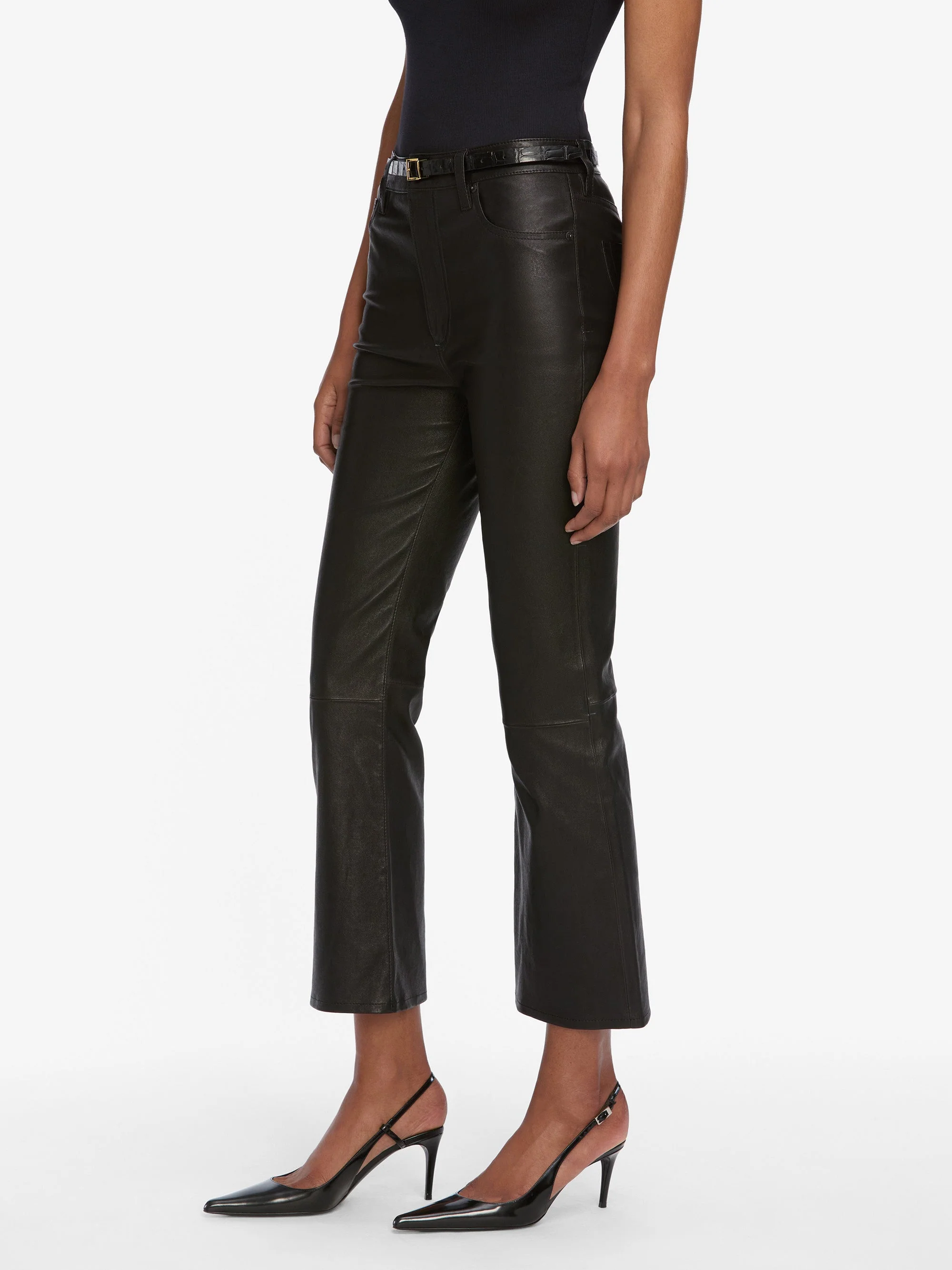 FRAME - The Leather Reboot Crop - Image 4