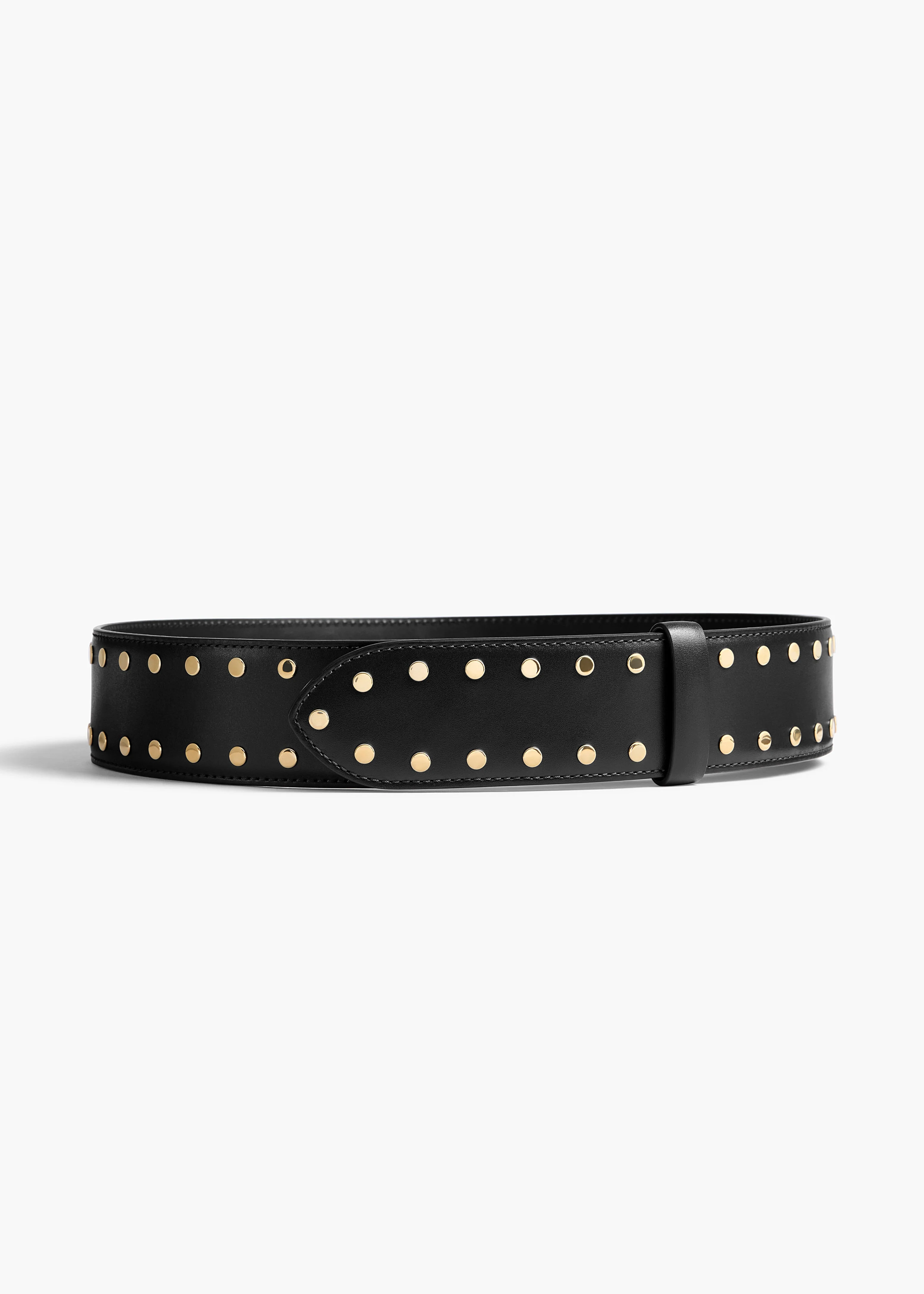 Khaite - Theo Waist Belt in Black Leather with Gold Studs - Image 4