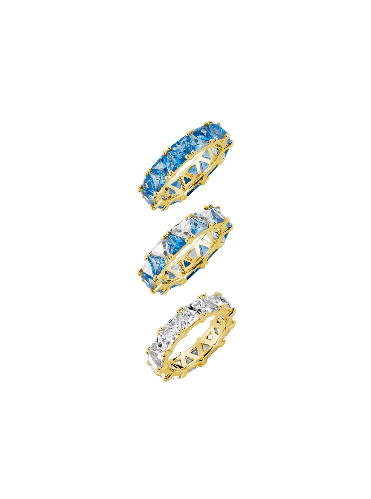 Dorsey - THEODORA DOUBLE TRILLION BLUE TOPAZ SPINEL RING STACK, GOLD - Image 2