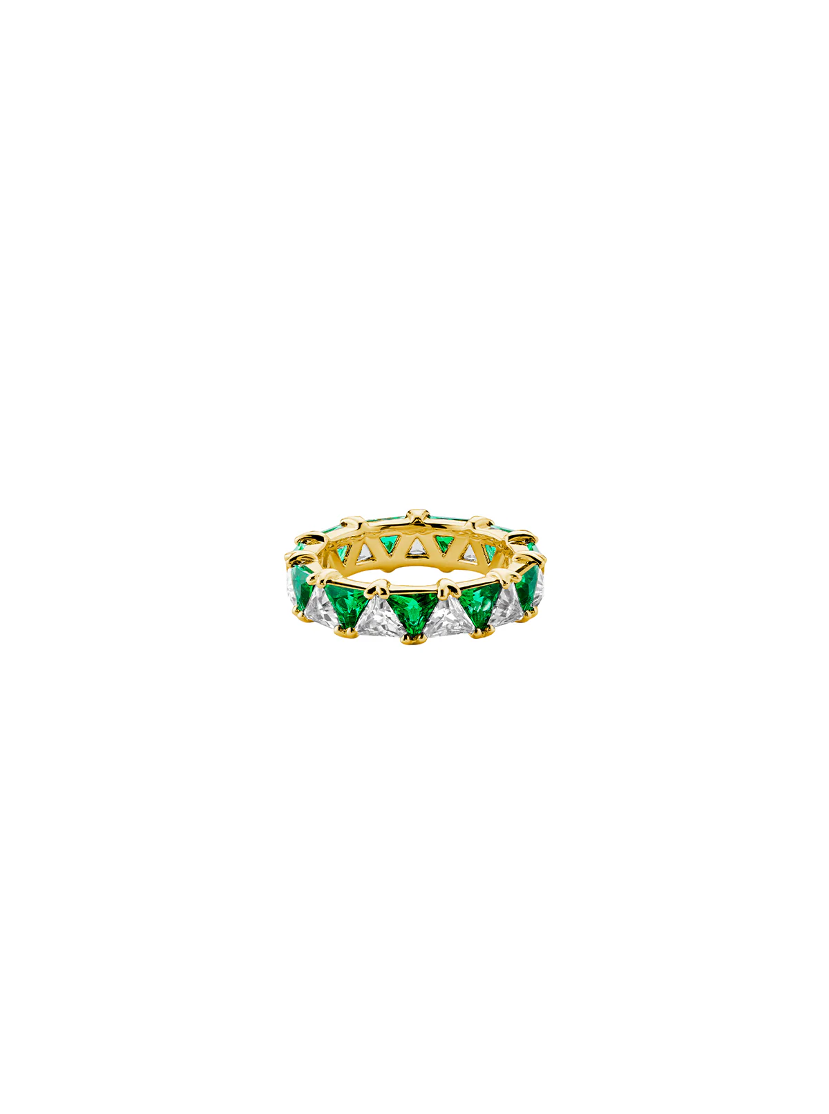 Dorsey - THEODORA DOUBLE TRILLION, LAB WHITE SAPPHIRE AND EMERALD RING, GOLD