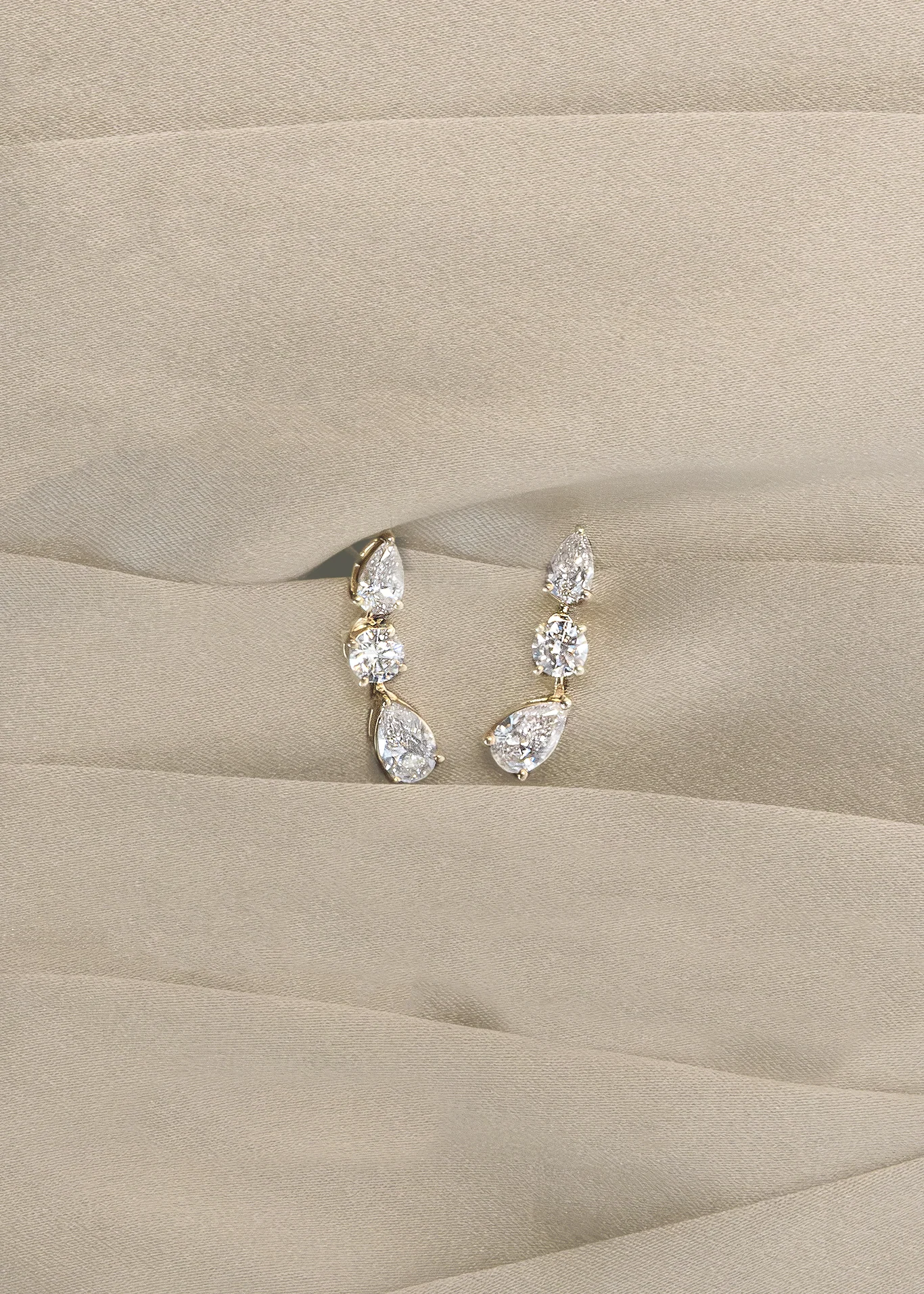 Kinn - Third Time's a Charm Drop Earrings Pear 2.7ctw Diamond - Image 3
