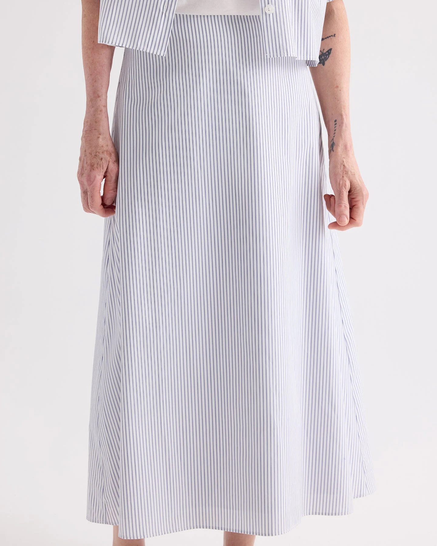 TWP - A - Line Skirt in Micro Hairline Cotton Stripe - Image 2