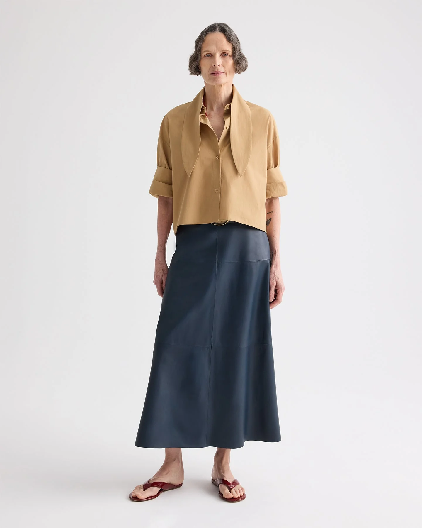 TWP - A - Line Skirt With Seams in Leather - Image 4
