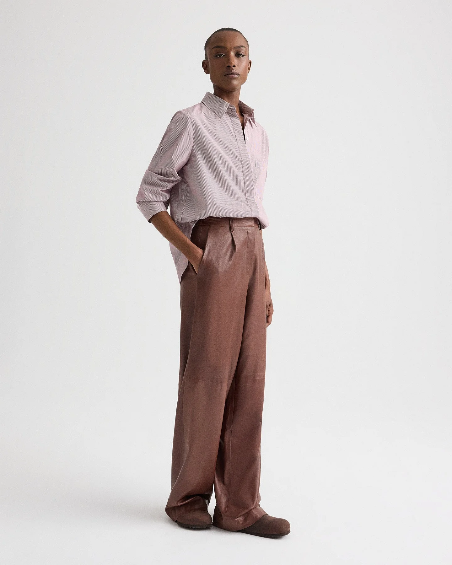 TWP - Boyfriend Shirt in Superfine Mini Stripe - Image 3