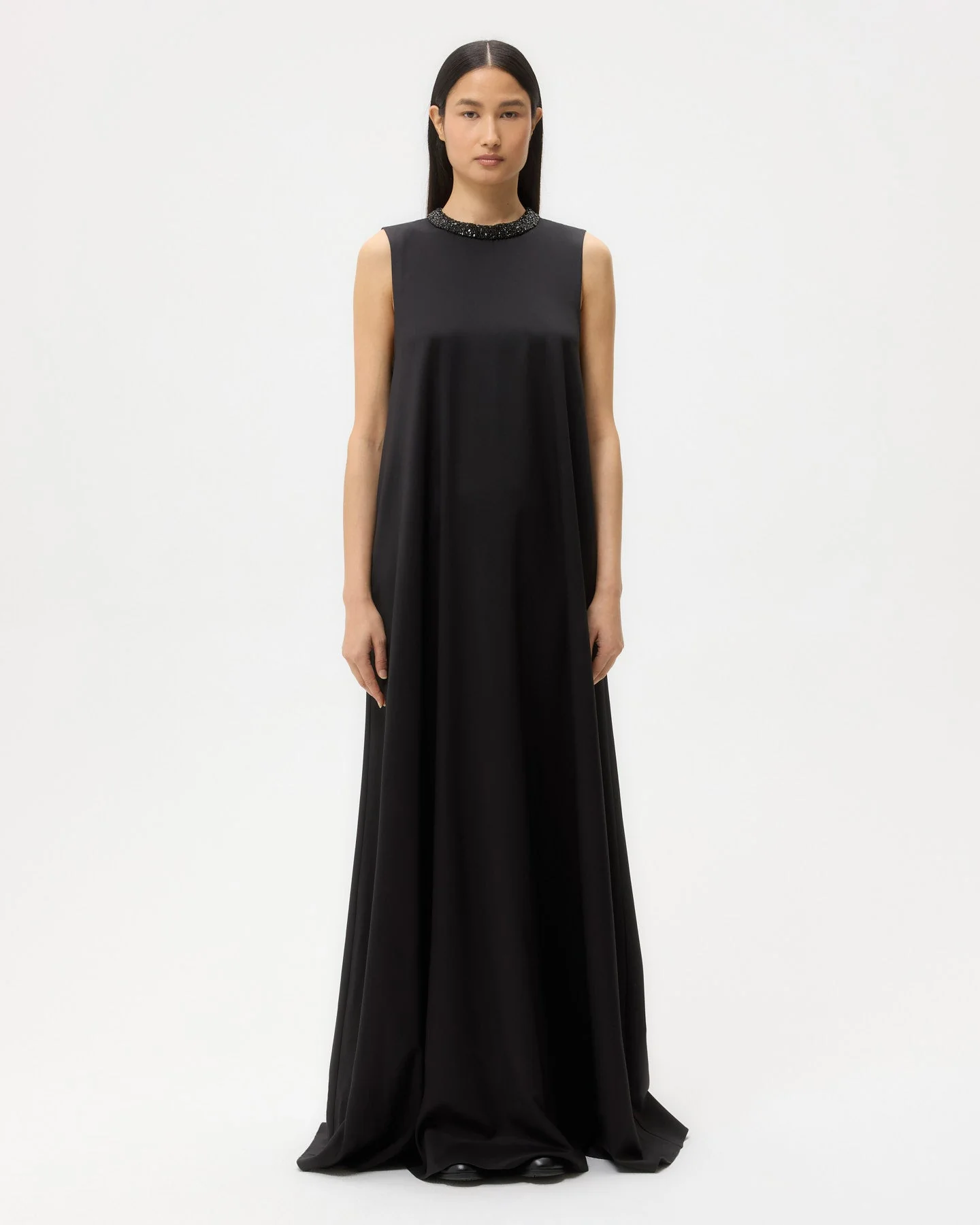 TWP - Capitol Dress With Crystal Collar in Silk Finish Twill - Image 6