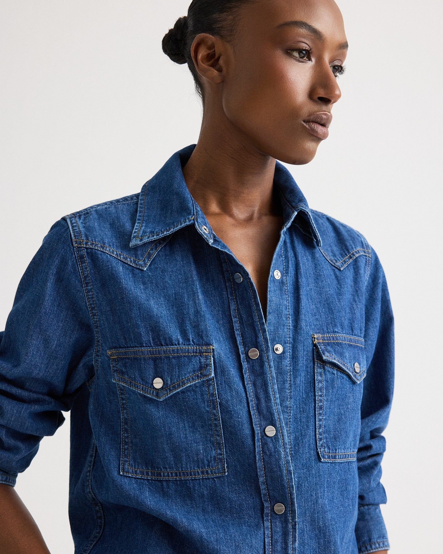 TWP - Cowboy Take Me Away Shirt in Denim Shirting - Image 2