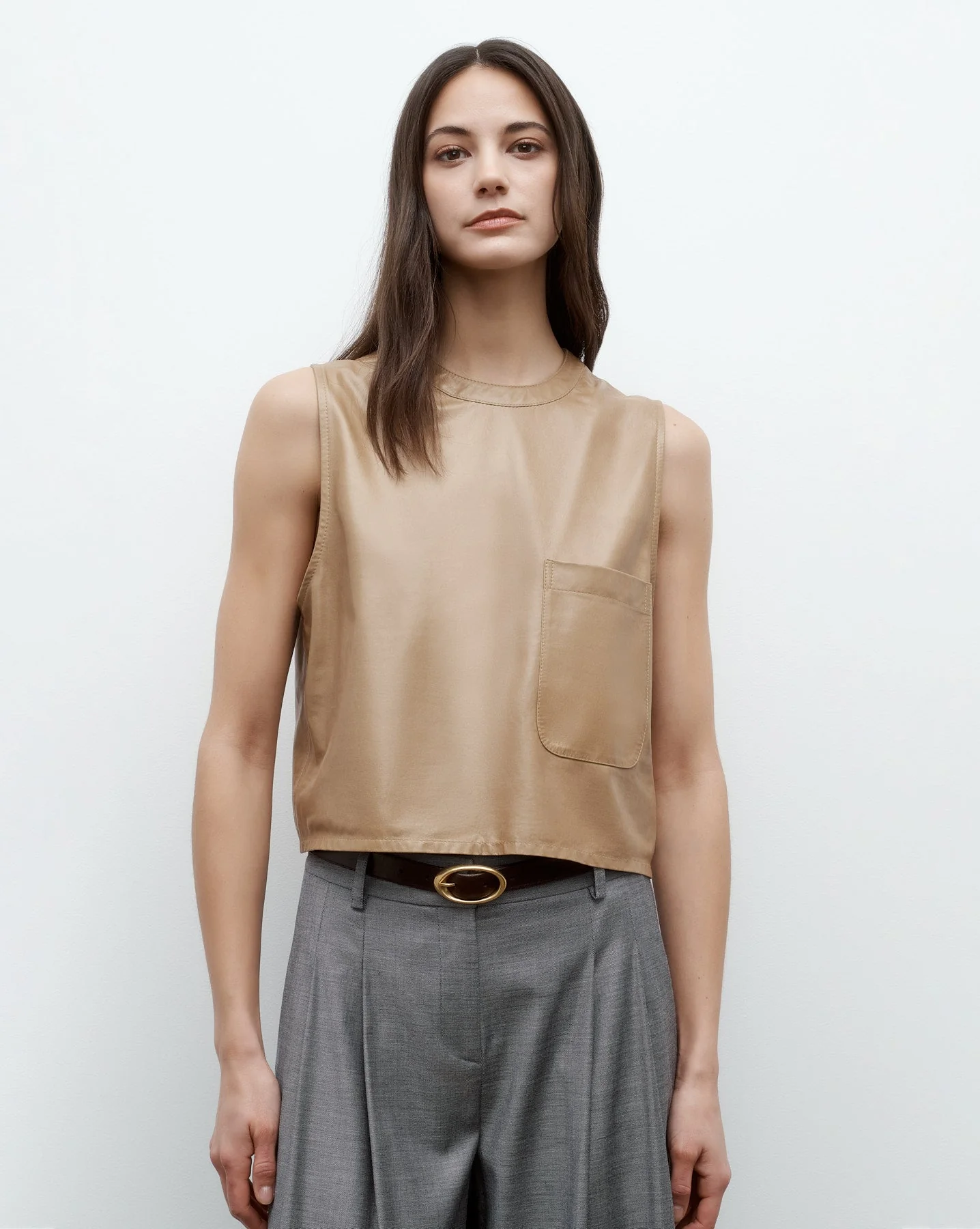 TWP - Cropped Muscle Tank in Paper Leather