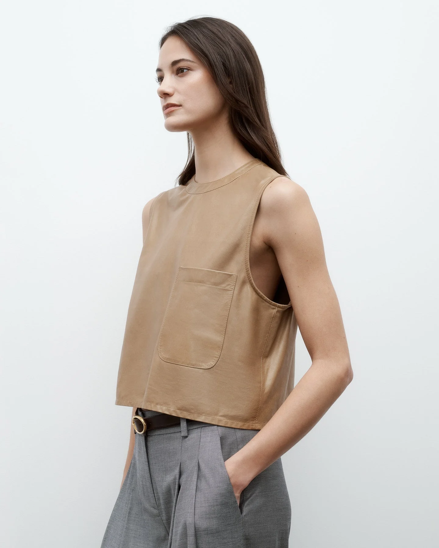 TWP - Cropped Muscle Tank in Paper Leather - Image 3