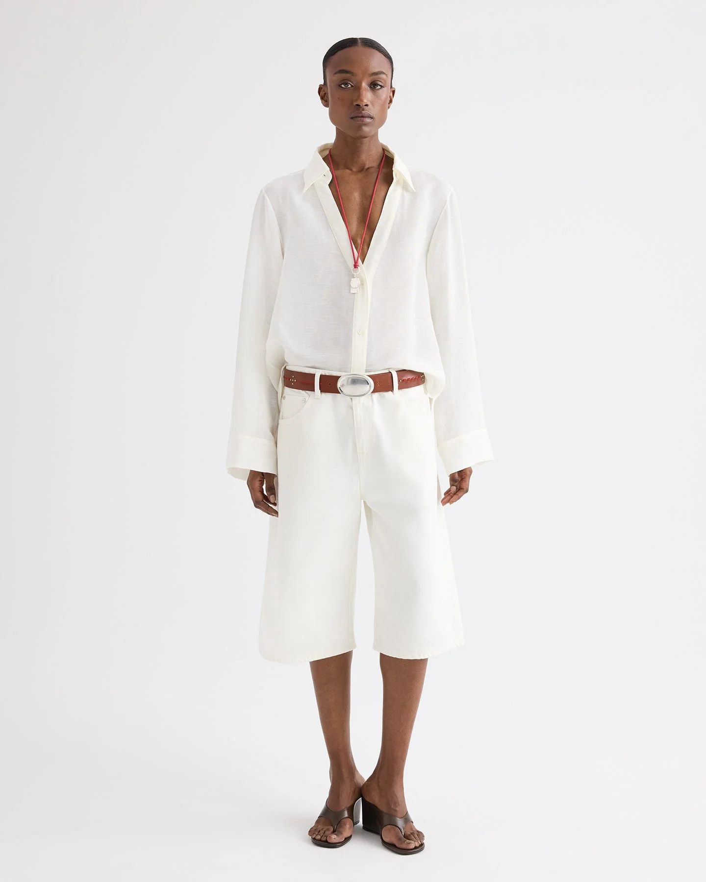 TWP - Deep V Relaxed Shirt in Linen Silk - Image 3