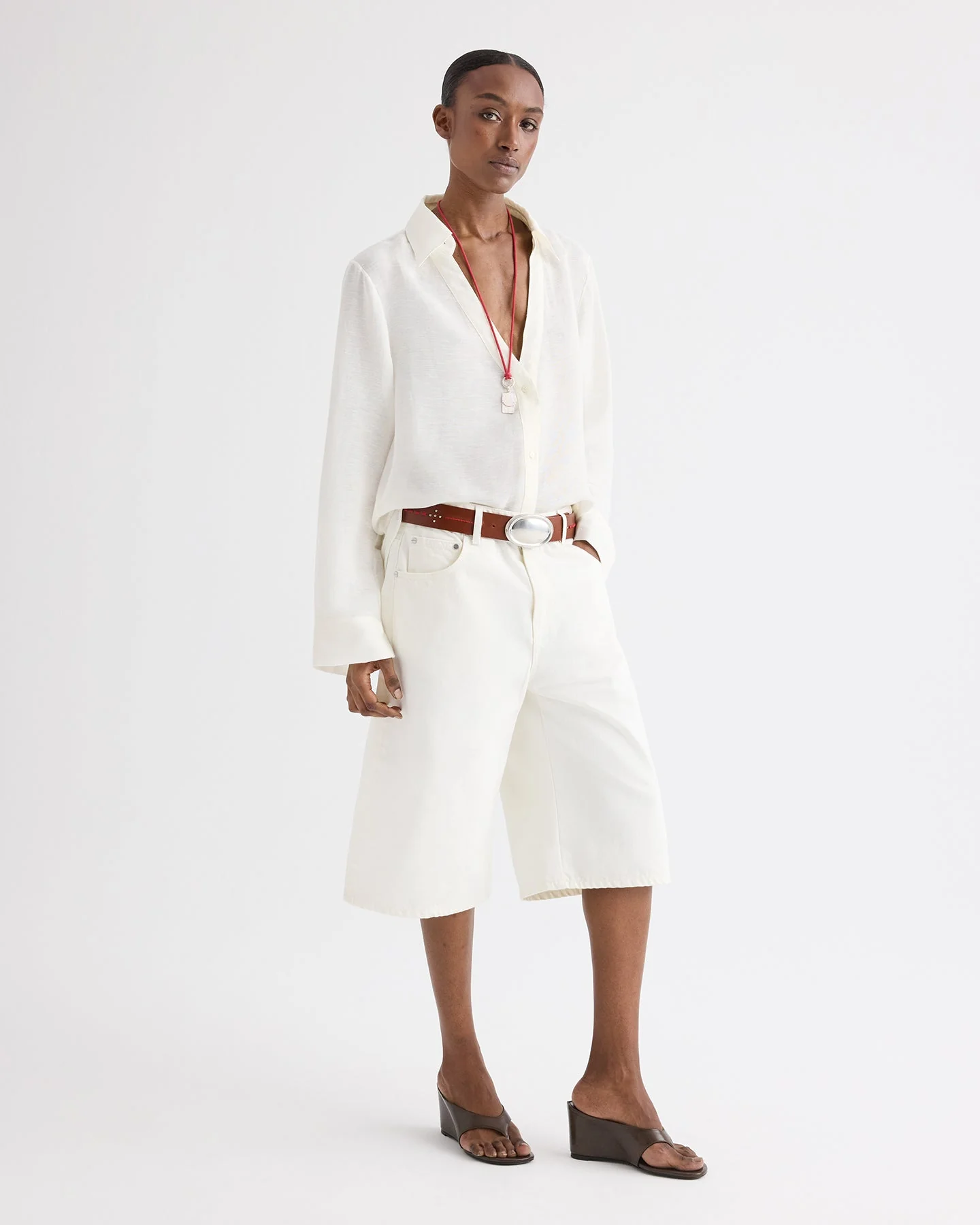 TWP - Deep V Relaxed Shirt in Linen Silk - Image 5