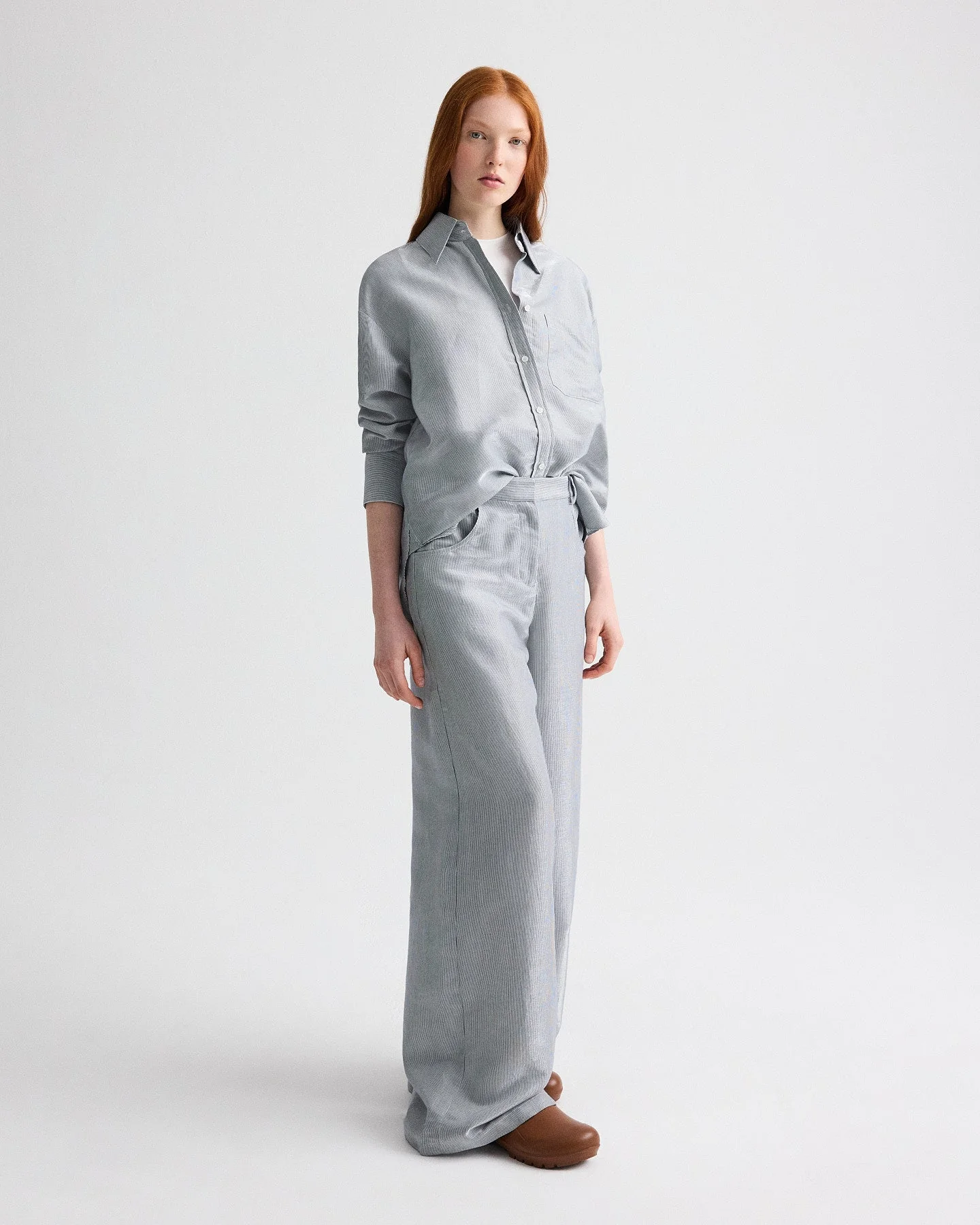 TWP - Dillon Pant in Glossy Mini Stripe - Image 4
