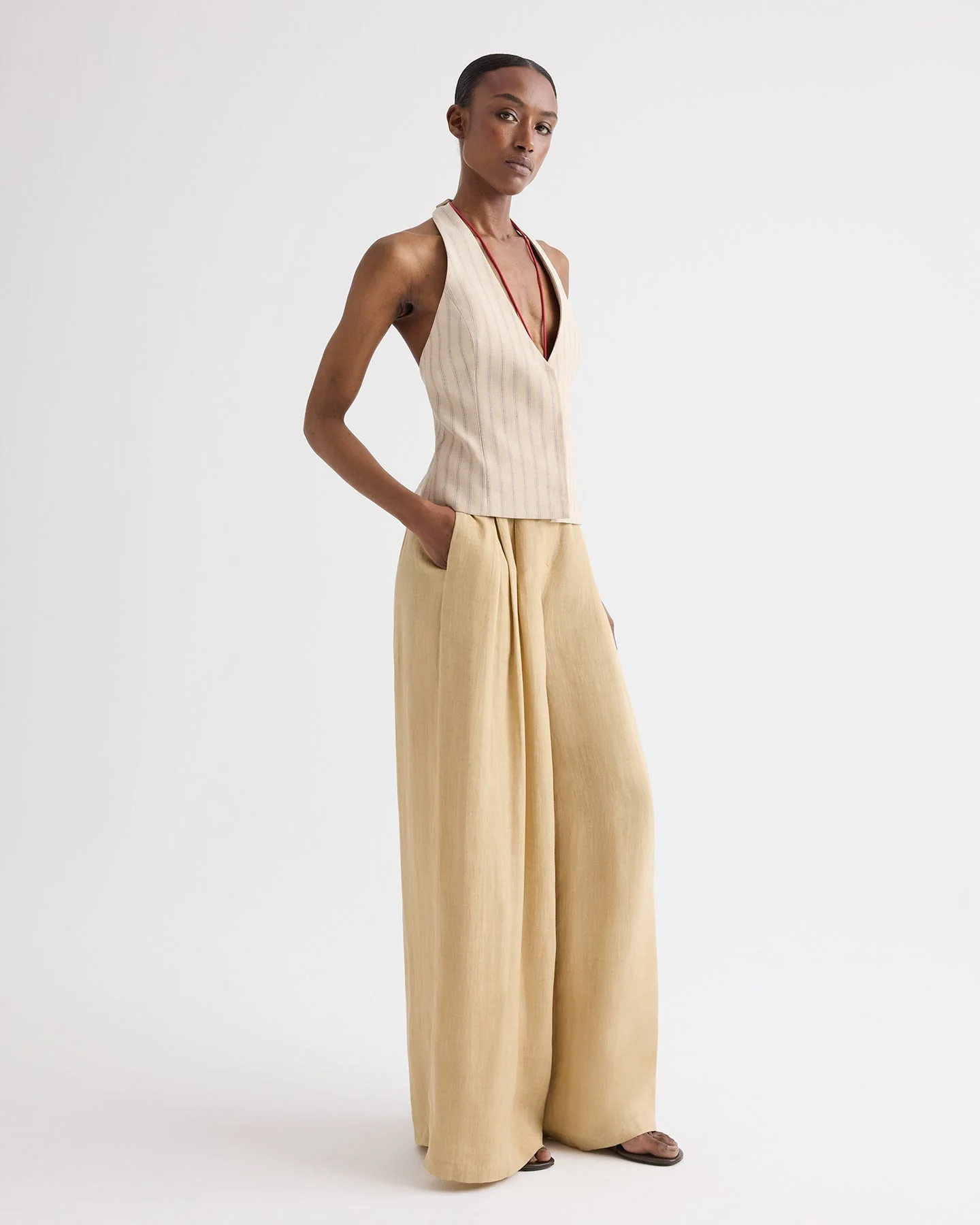 TWP - Drew Pant in Fluid Linen