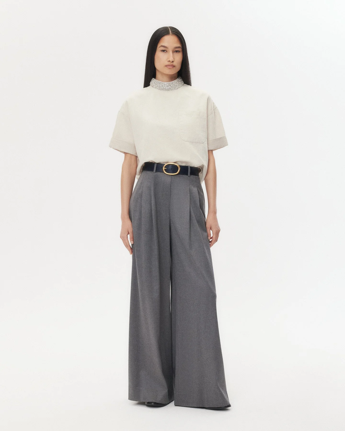 TWP - Ex T With Crystal Collar in Japanese Denim - Image 3
