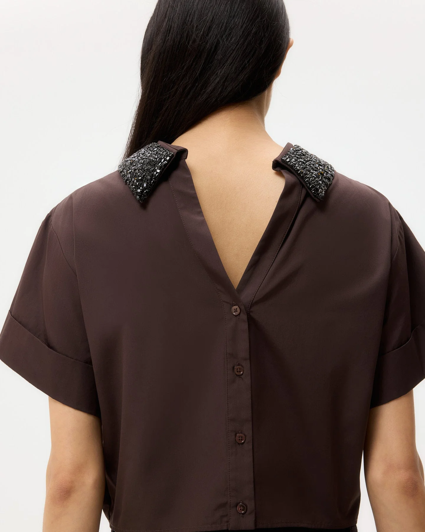 TWP - Forever and Always Reversible Shirt With Crystal Collar in Cotton Poplin - Image 2
