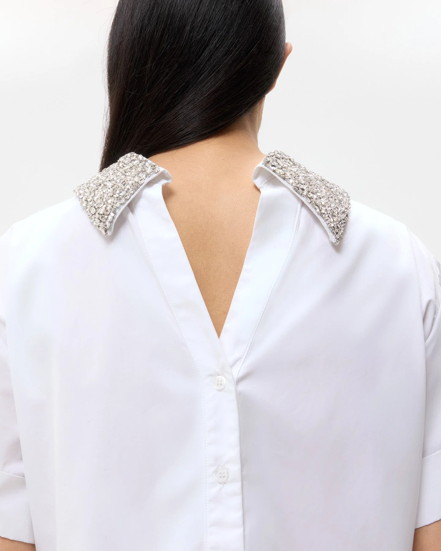 TWP - Forever and Always Reversible Shirt With Crystal Collar in Super Compact Poplin - Image 2