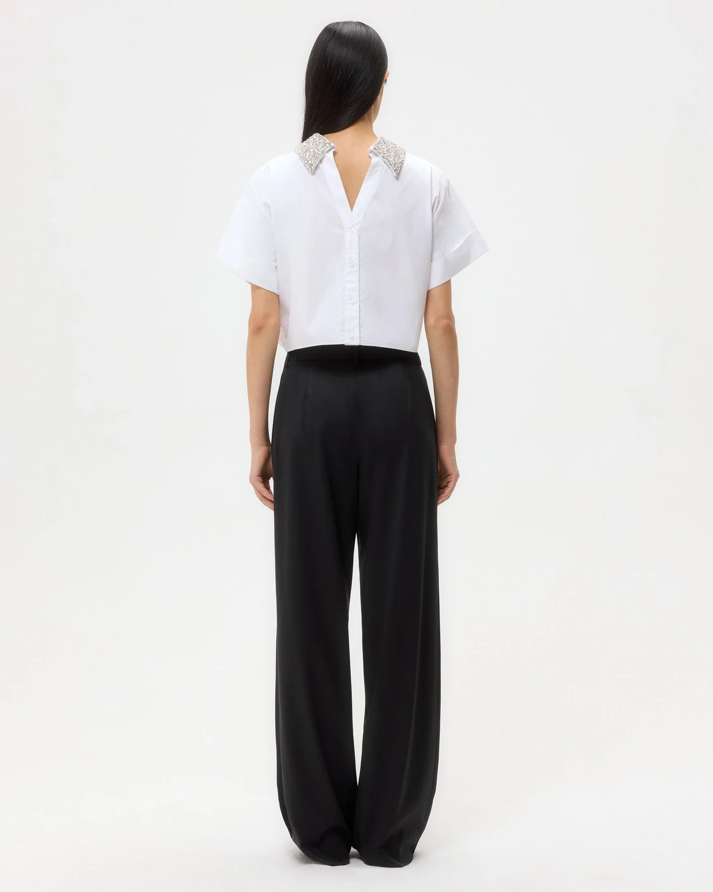 TWP - Forever and Always Reversible Shirt With Crystal Collar in Super Compact Poplin - Image 6