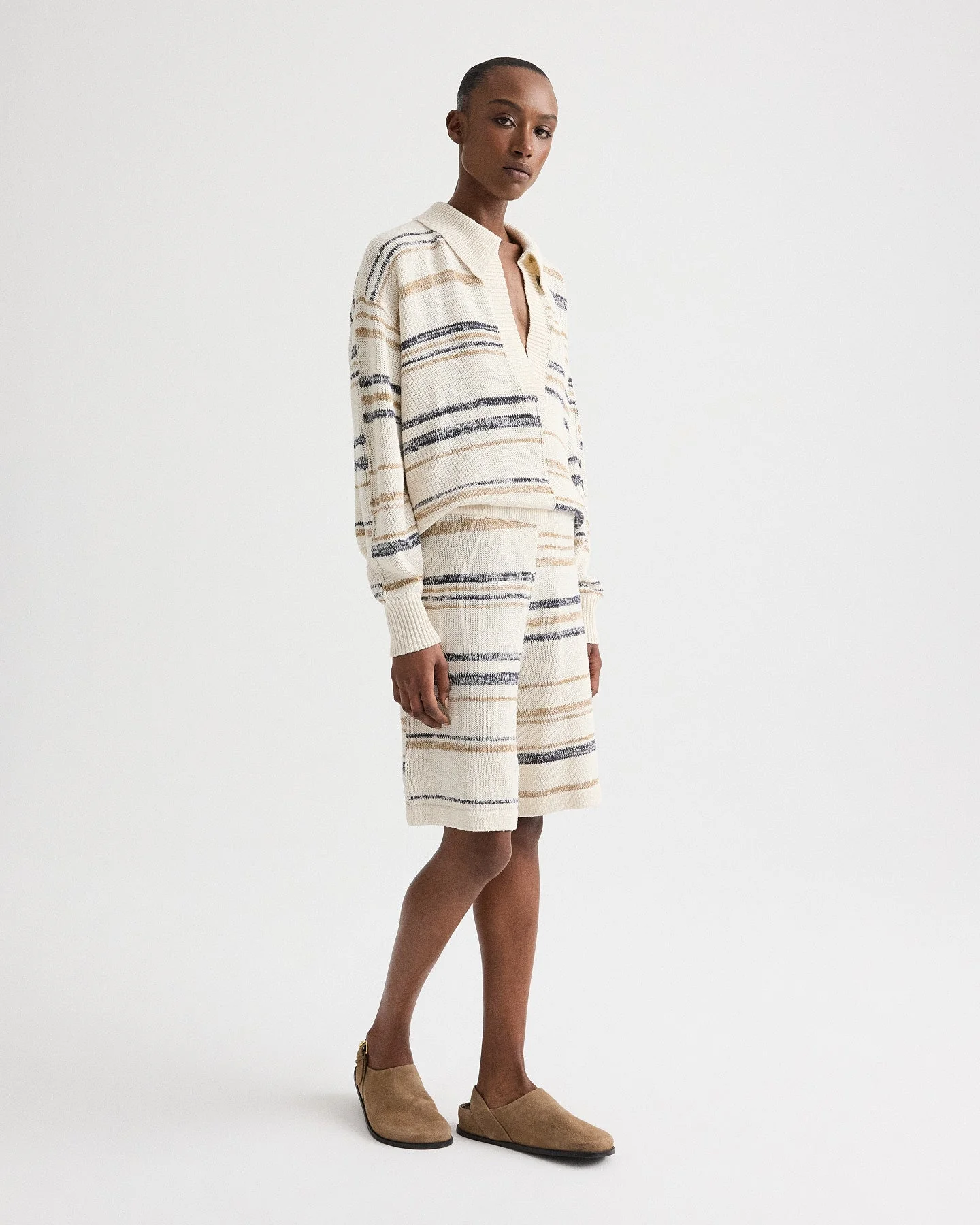 TWP - Intarsia Stripe Short in Linen Silk Yarn - Image 2
