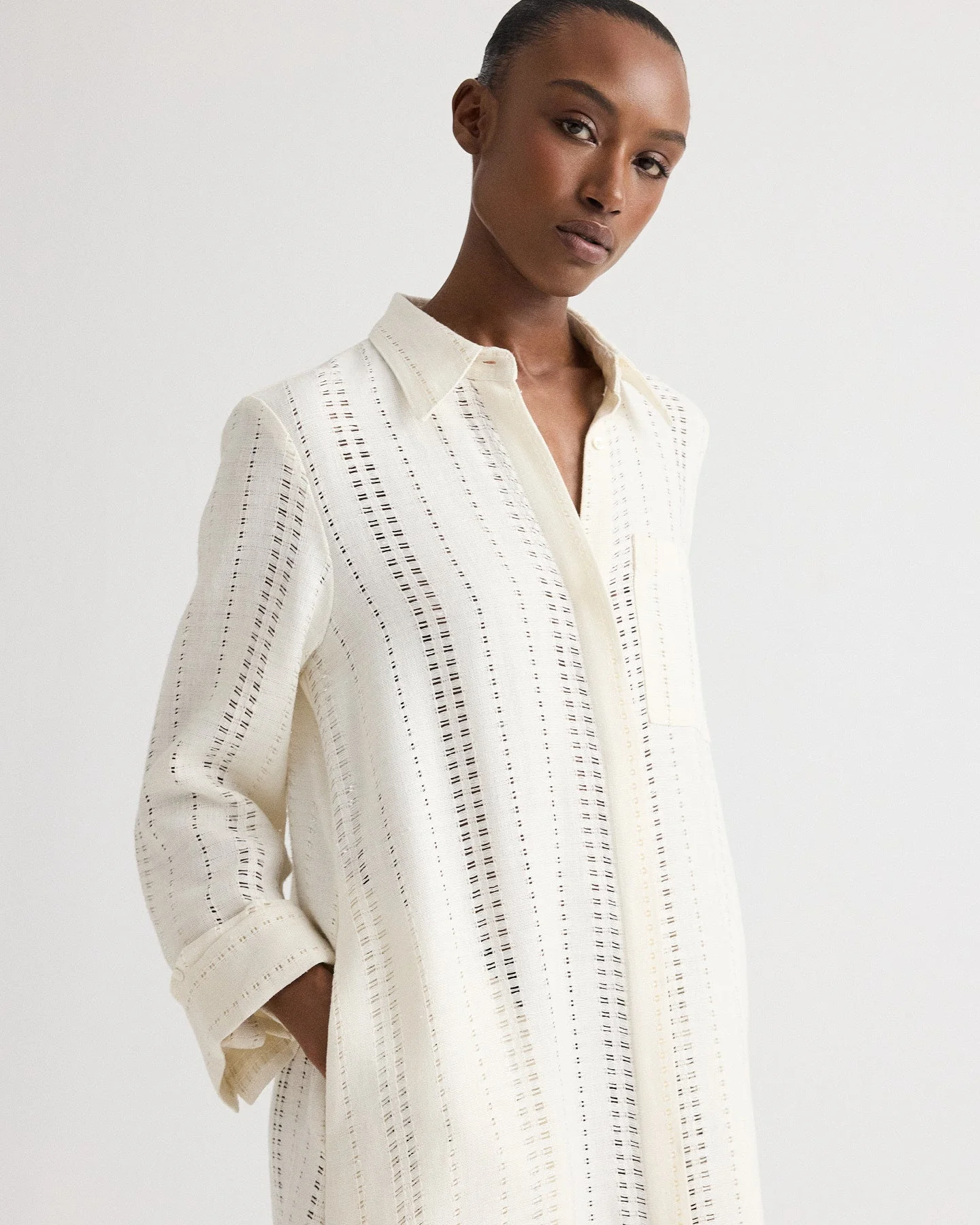TWP - Jenny's Gown in Ladder Weave Linen - Image 2