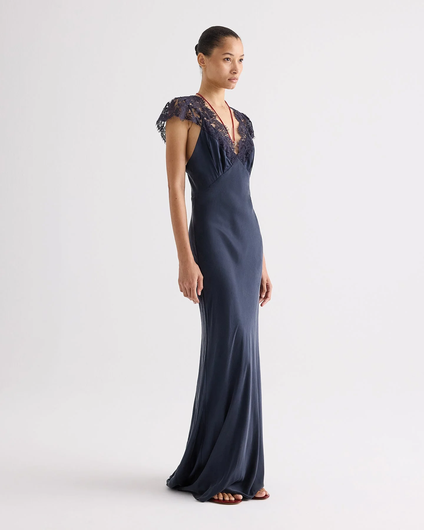 TWP - Lace Gown in Silk Charmeuse - Image 3
