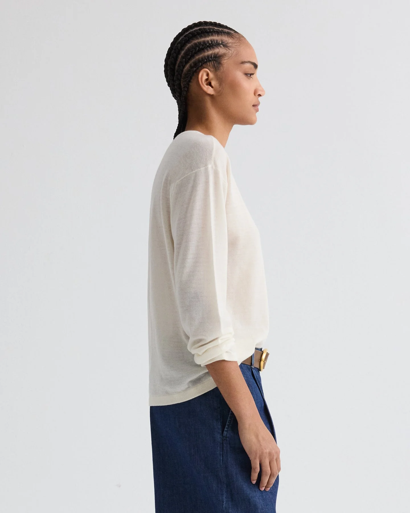 TWP - Long Sleeve True Crewneck in Superfine Cashmere - Image 3