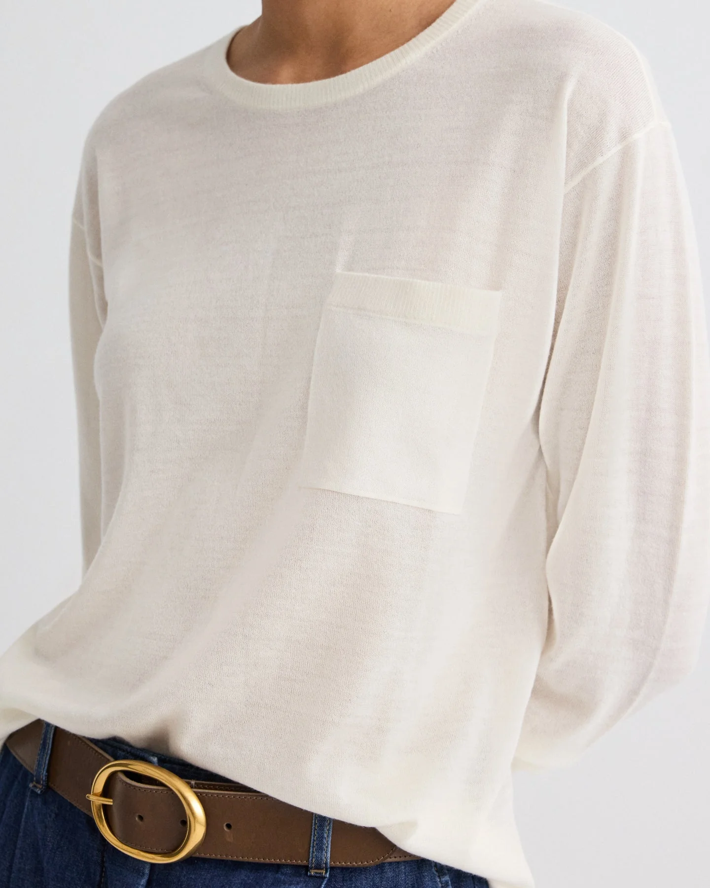 TWP - Long Sleeve True Crewneck in Superfine Cashmere - Image 4