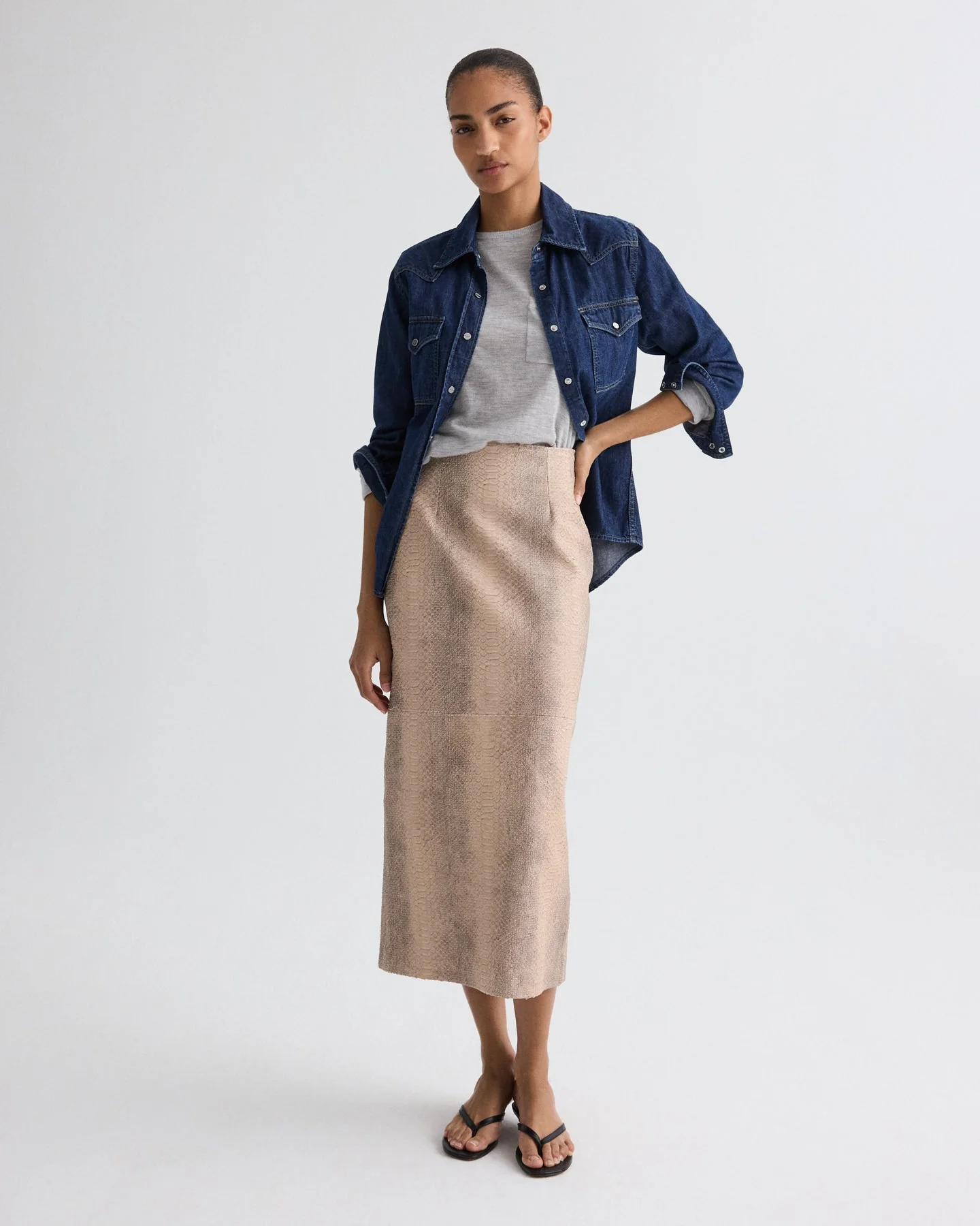 TWP - Miles Skirt in Embossed Python Leather - Image 2