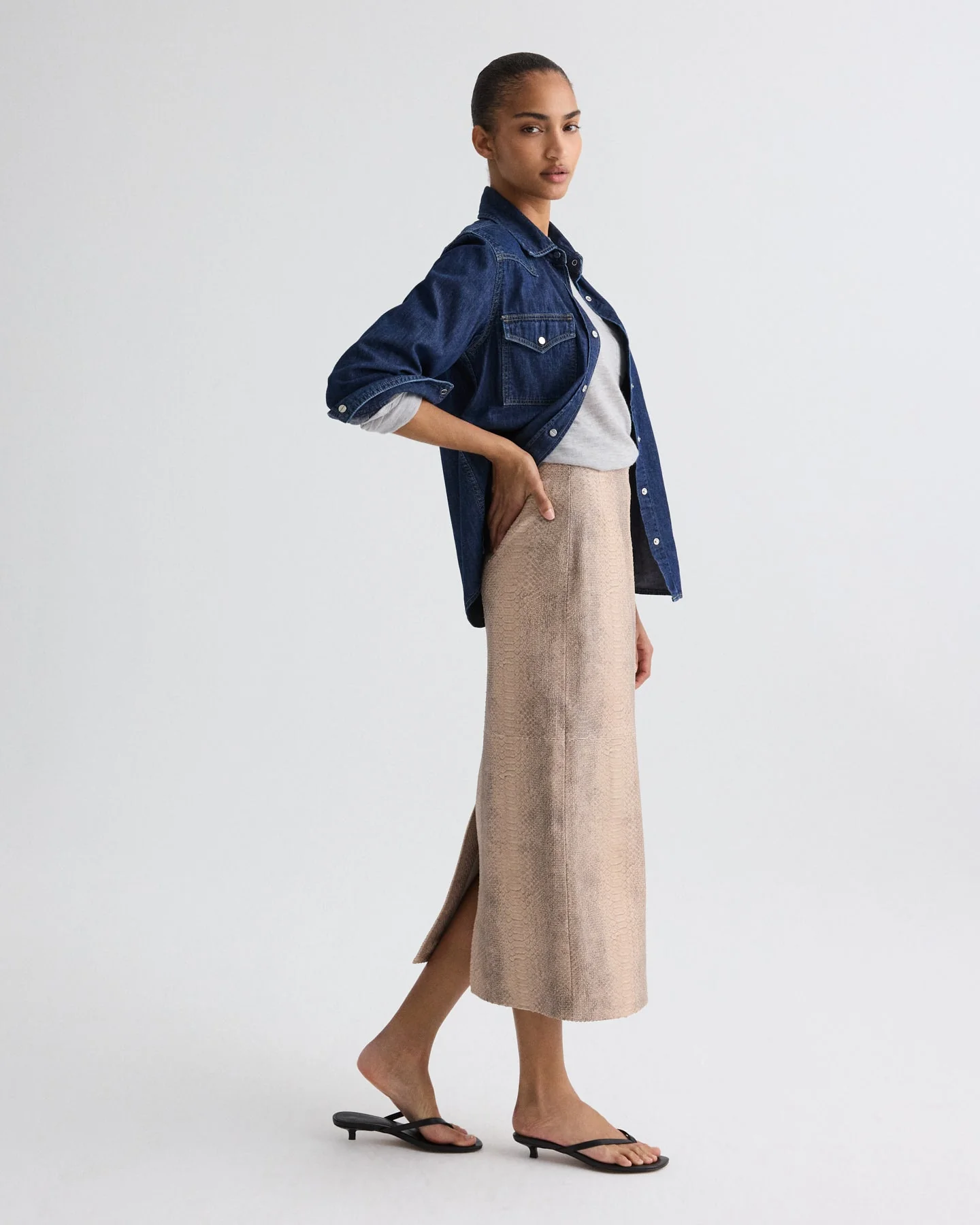 TWP - Miles Skirt in Embossed Python Leather - Image 3