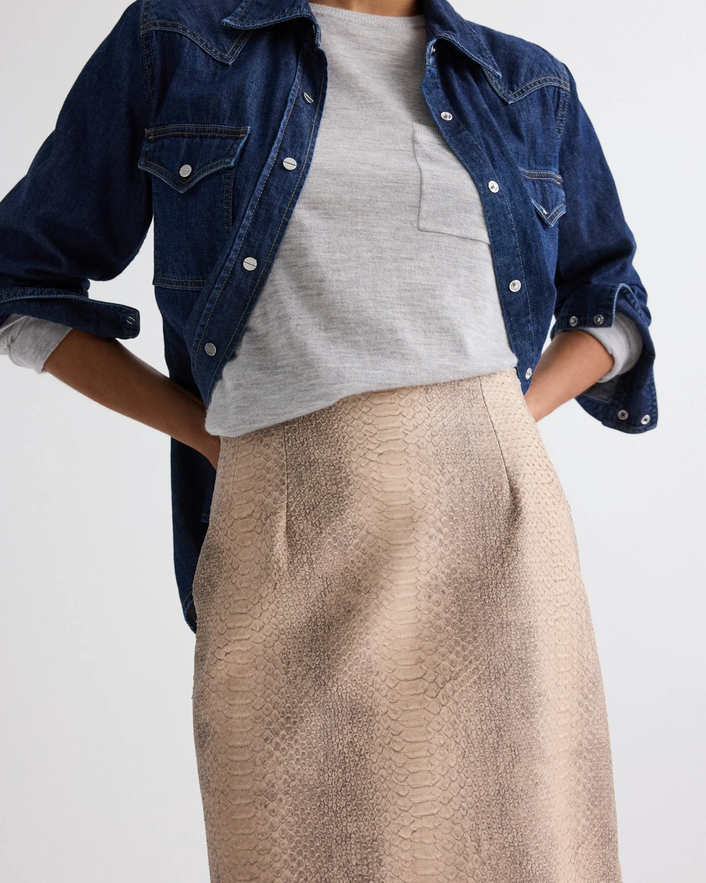 TWP - Miles Skirt in Embossed Python Leather - Image 4