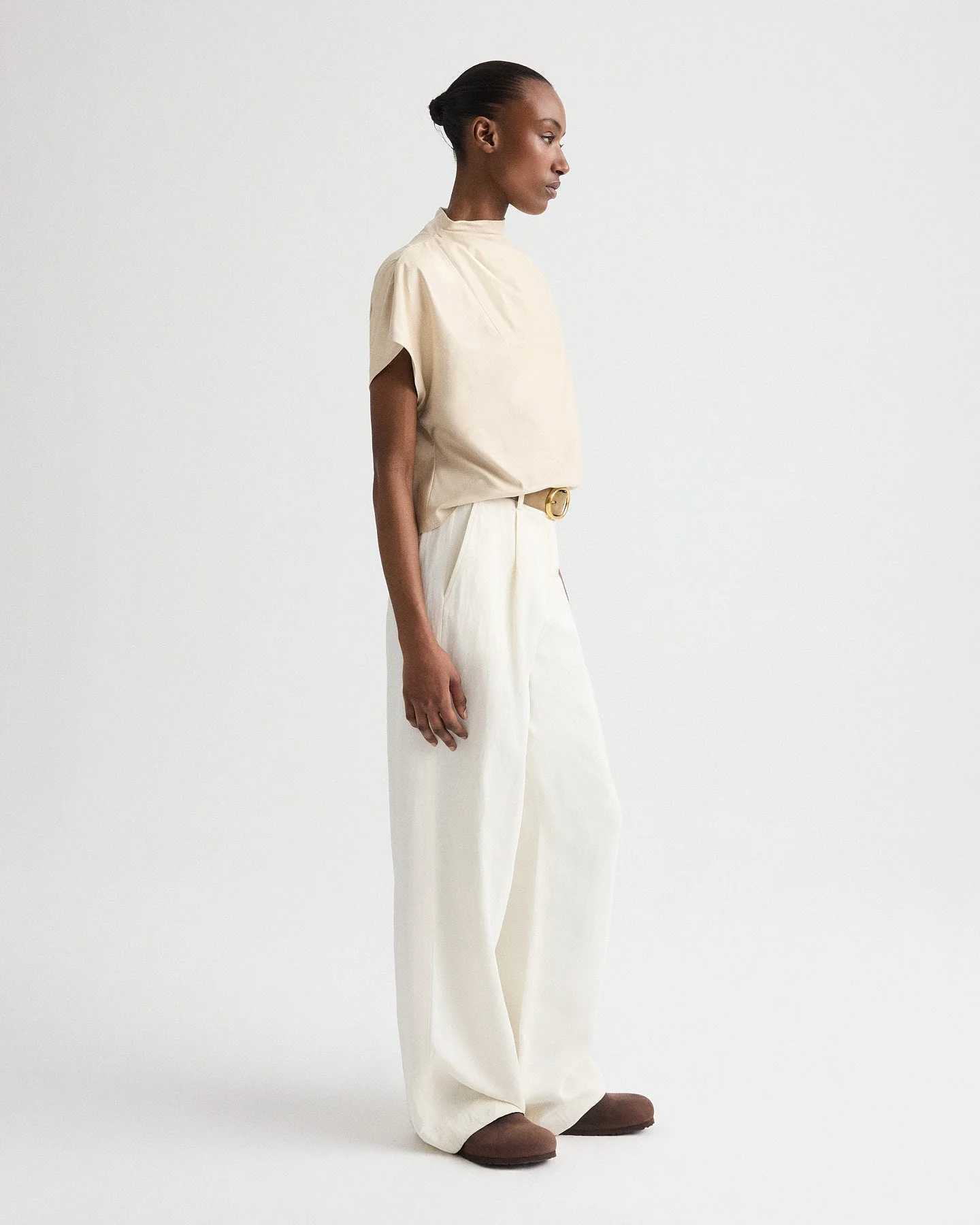 TWP - Mock Neck Tee in Paper Leather - Image 3