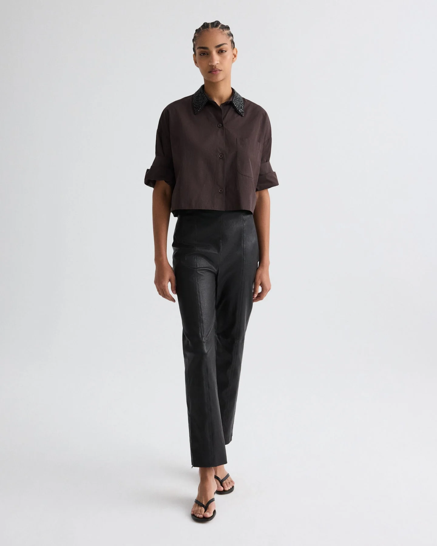 TWP - Next Ex Shirt with Crystal Collar in Super Compact Poplin - Image 3