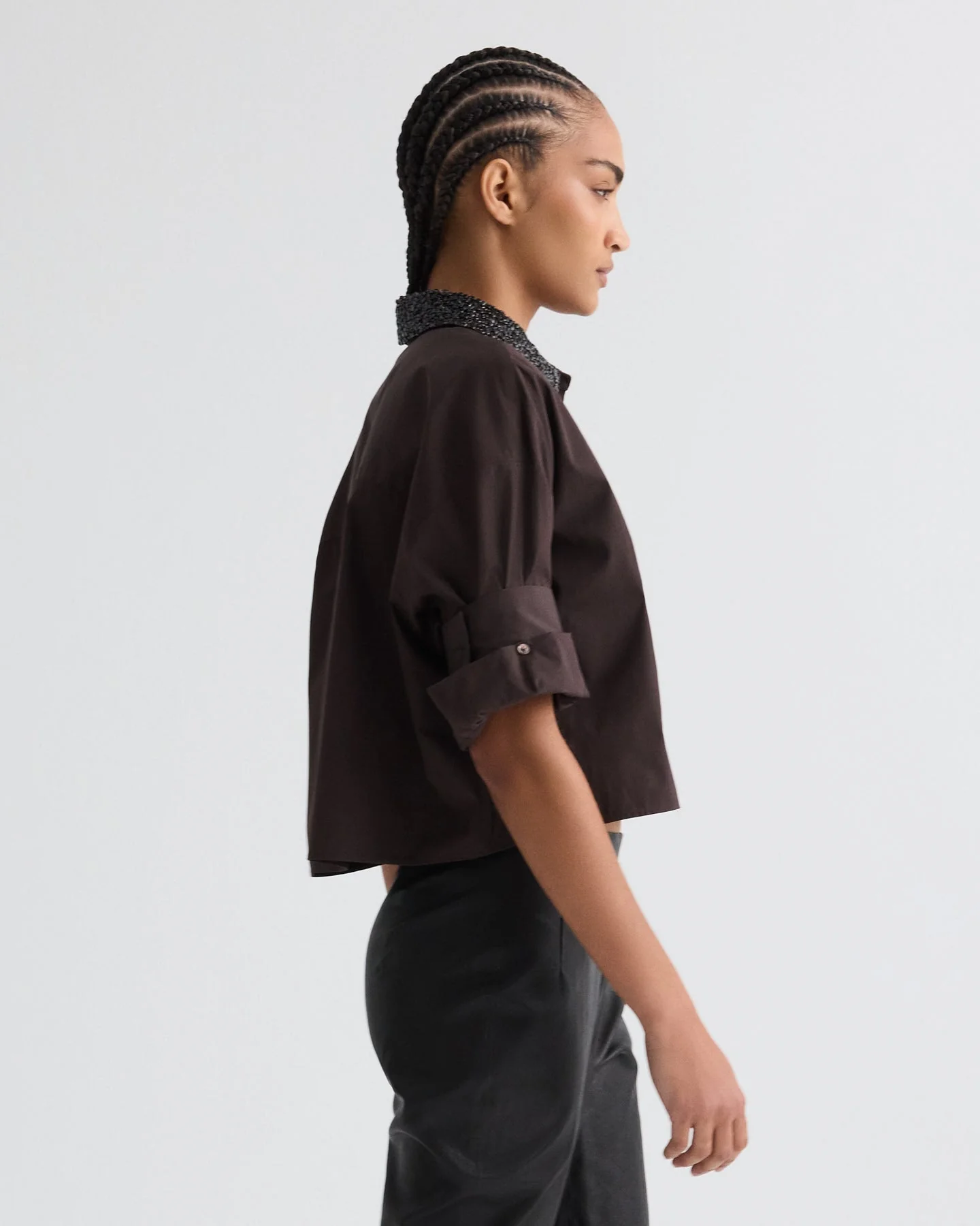 TWP - Next Ex Shirt with Crystal Collar in Super Compact Poplin - Image 4