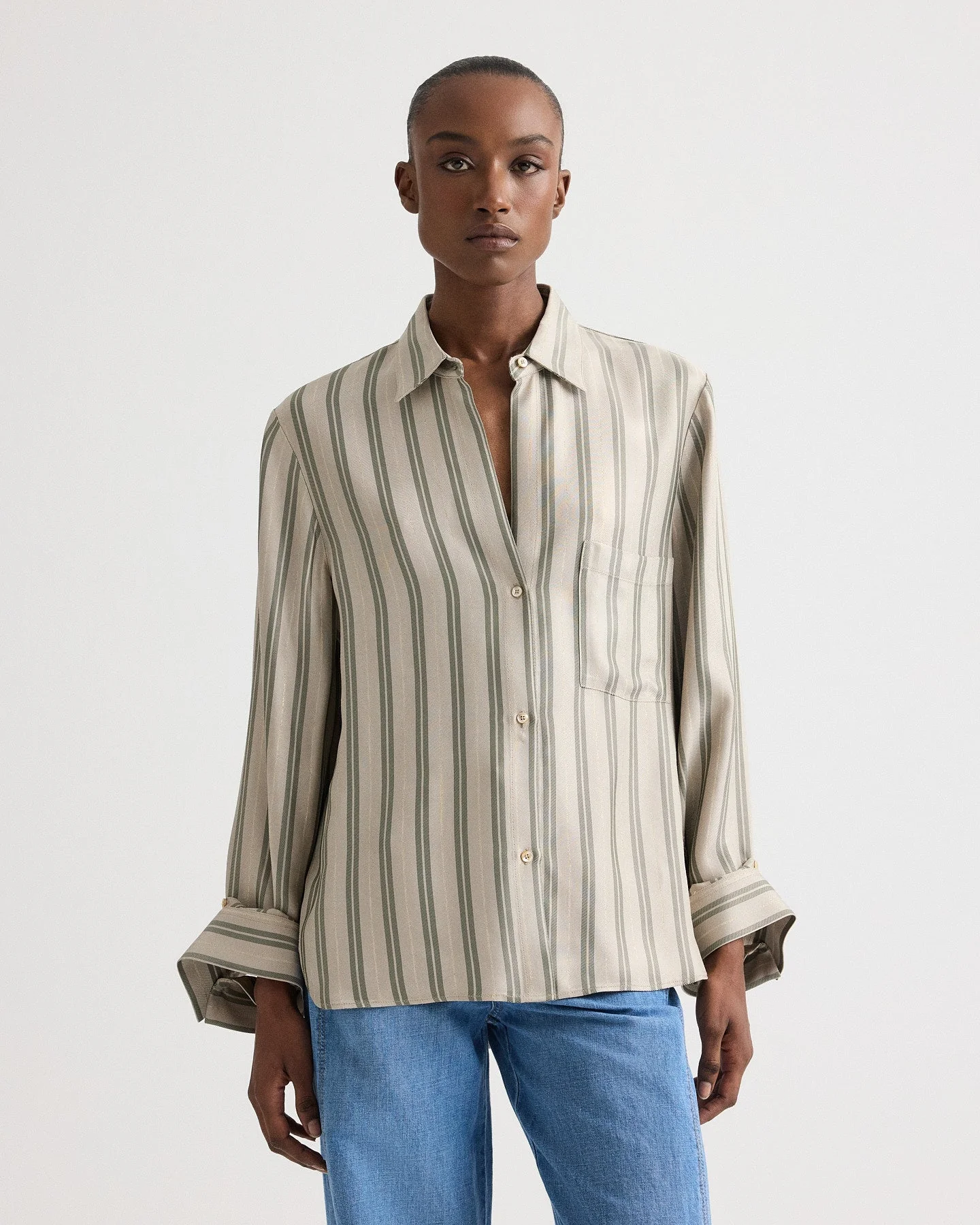 TWP - Next Morning Shirt in Fluid Regency Stripe - Image 2