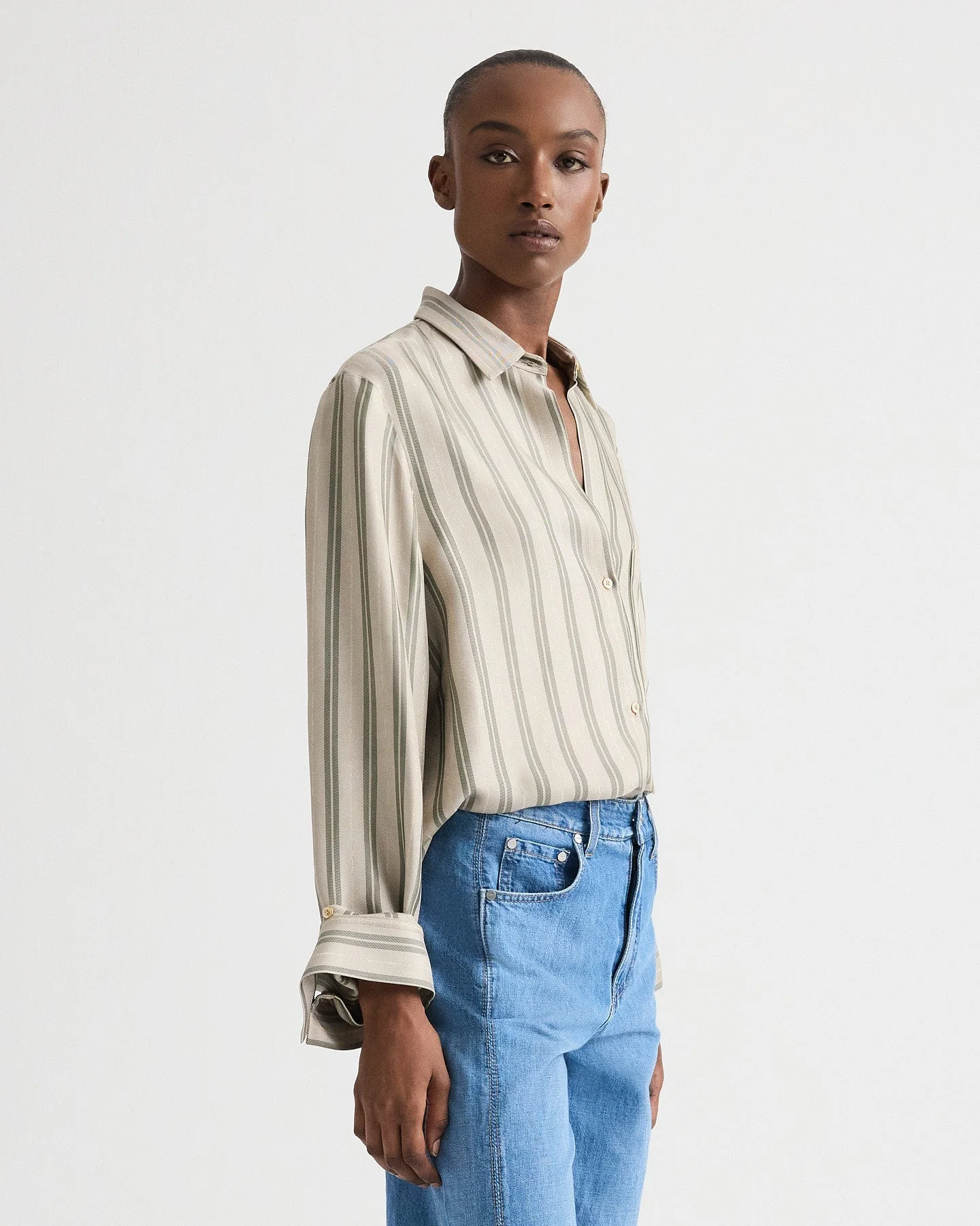 TWP - Next Morning Shirt in Fluid Regency Stripe - Image 4