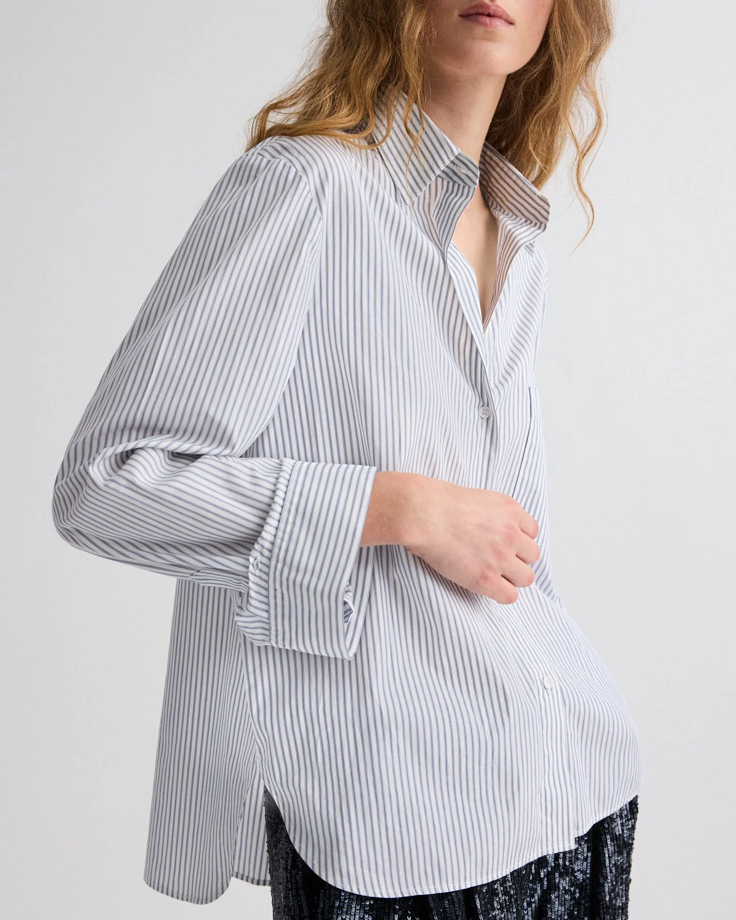 TWP - Next Morning Shirt in Micro Hairline Stripe - Image 3